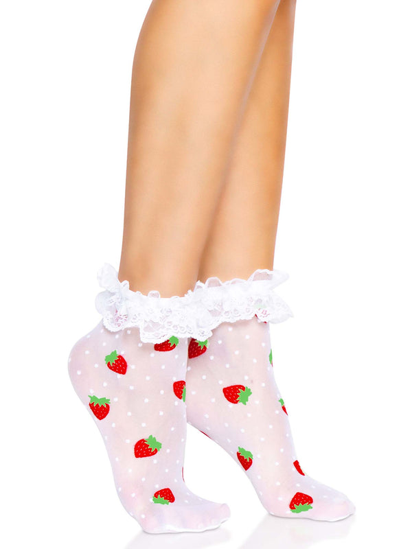 Strawberry ruffle top anklets