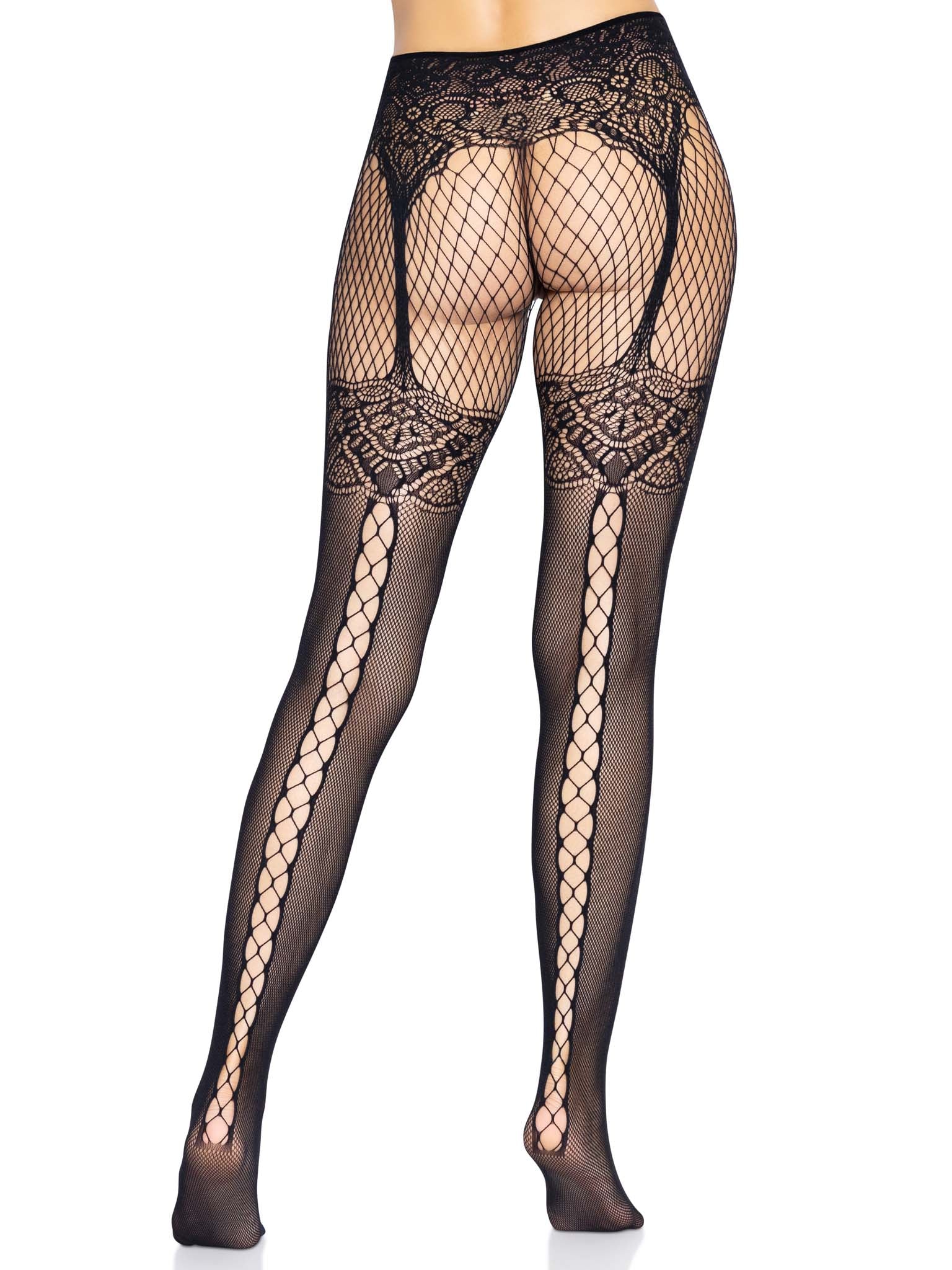 Fishnet tights with backseam