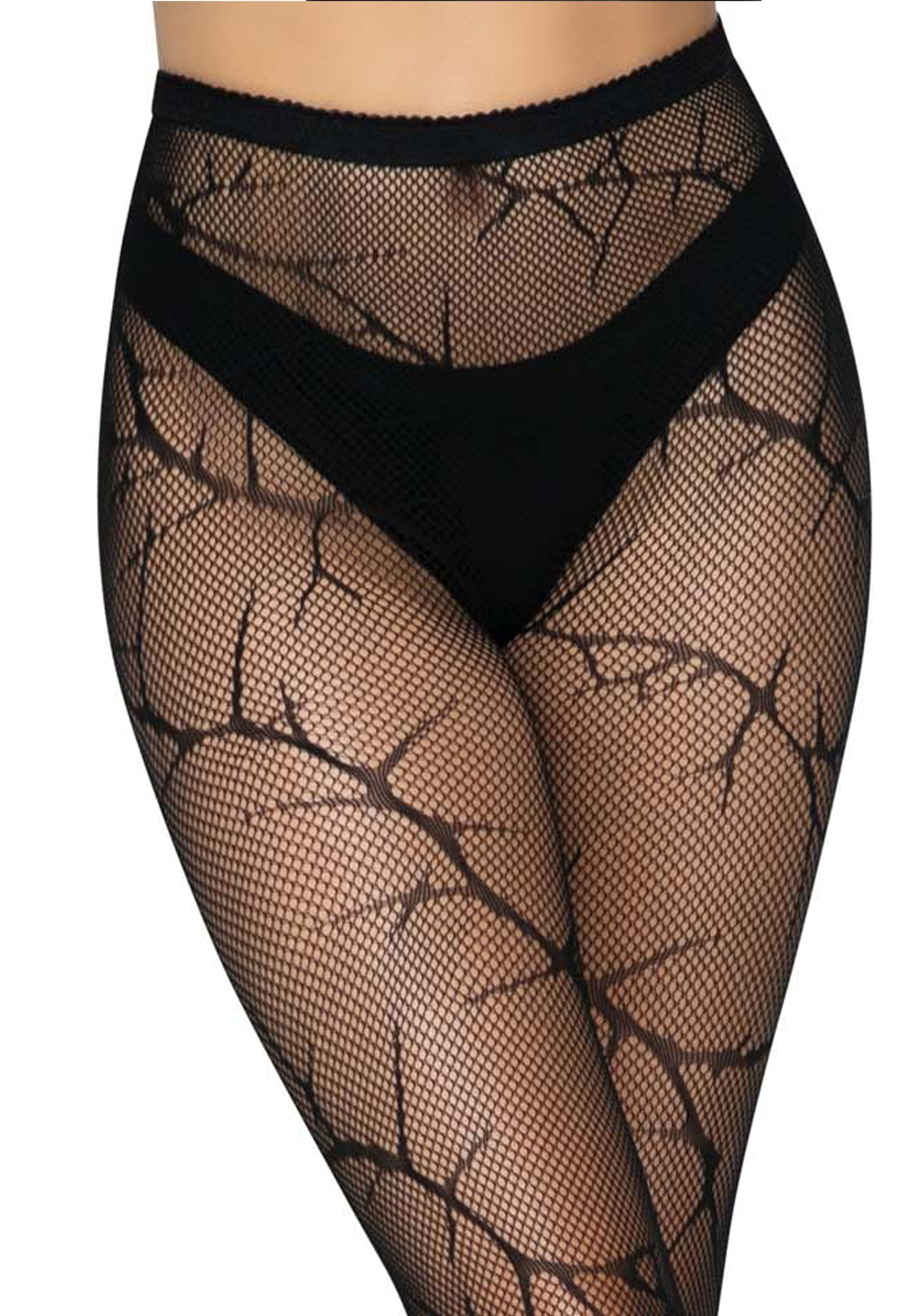 Cracked fishnet tights