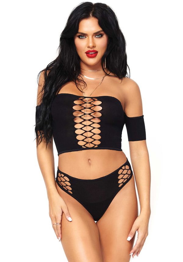 Leg Avenue 81572 Opaque crop top and thong