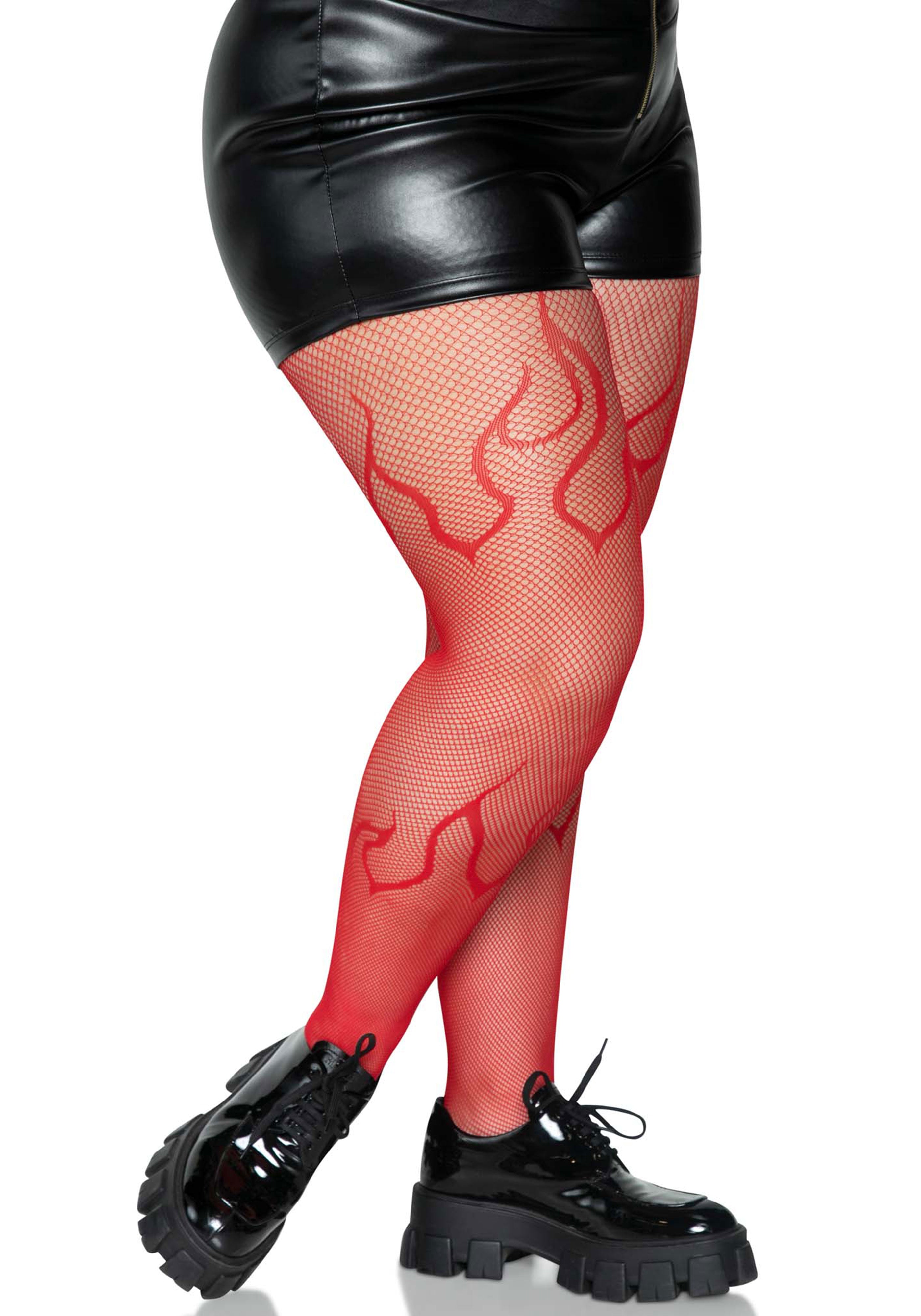 Flame Plus Fishnet Tights