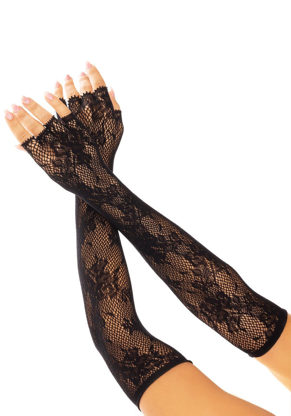 Lace Opera Length Fingerless Gloves