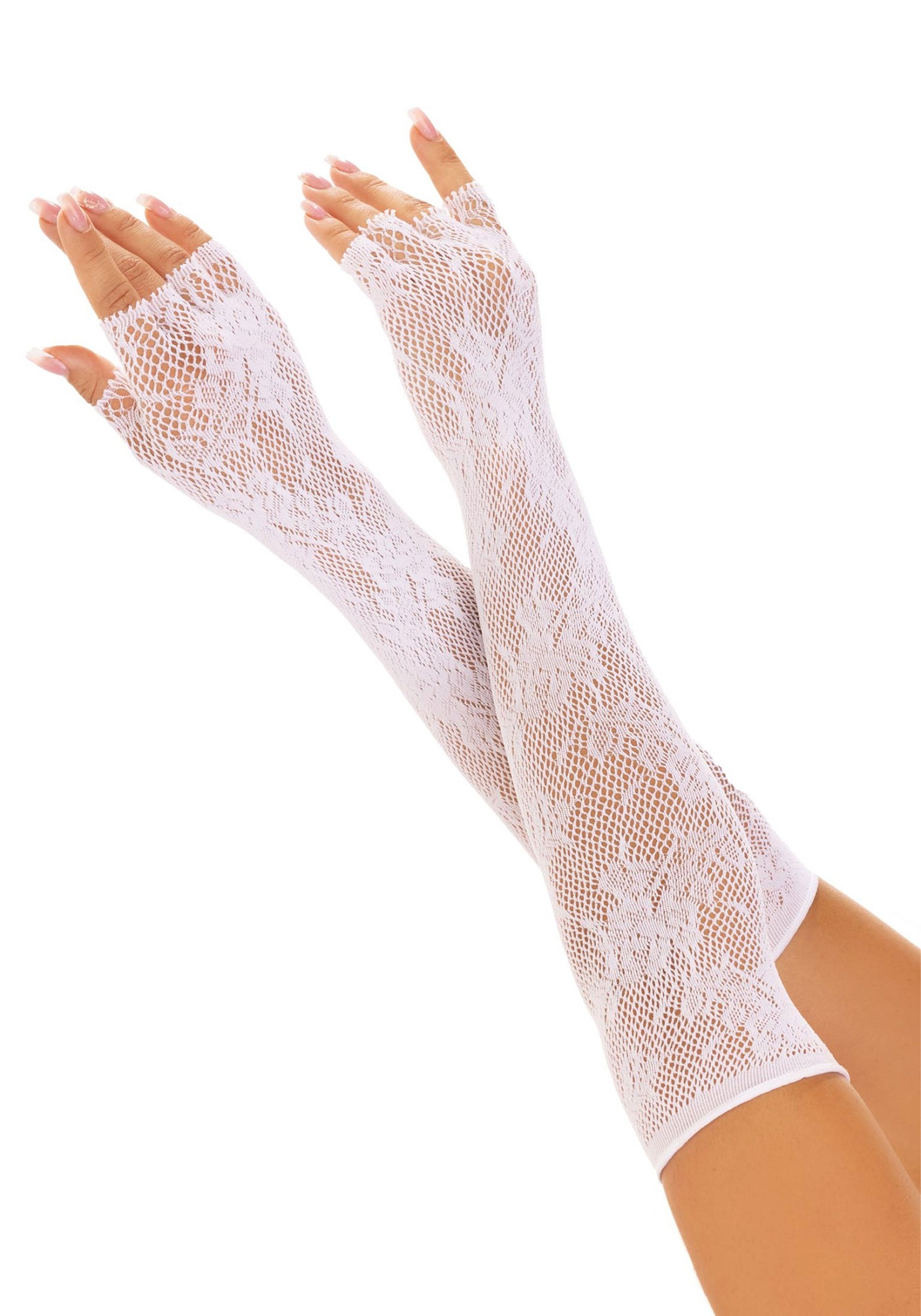 Lace Opera Length Fingerless Gloves