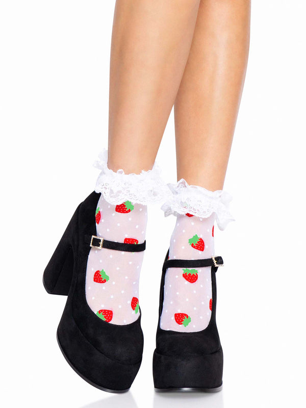 Strawberry ruffle top anklets