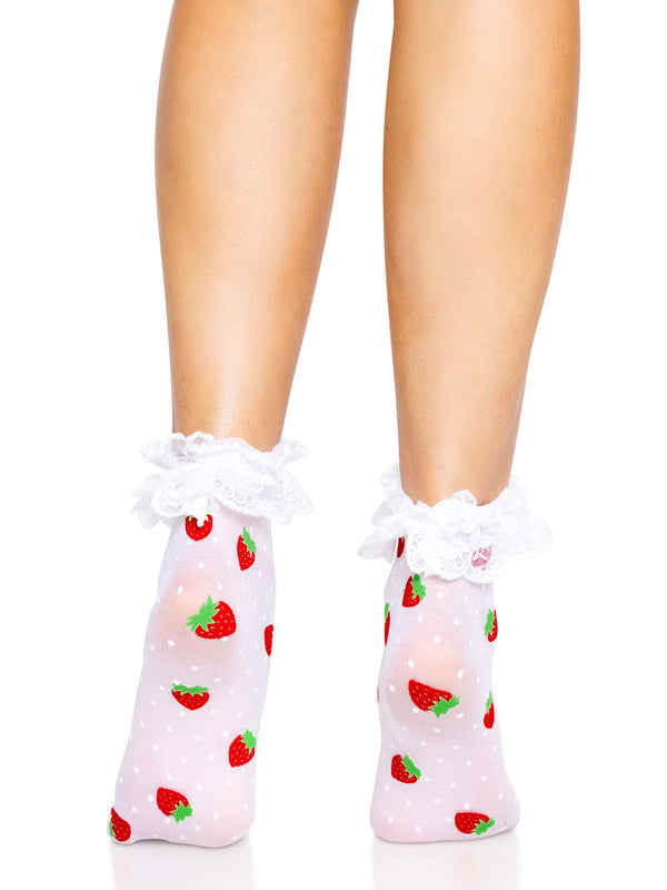 Strawberry ruffle top anklets