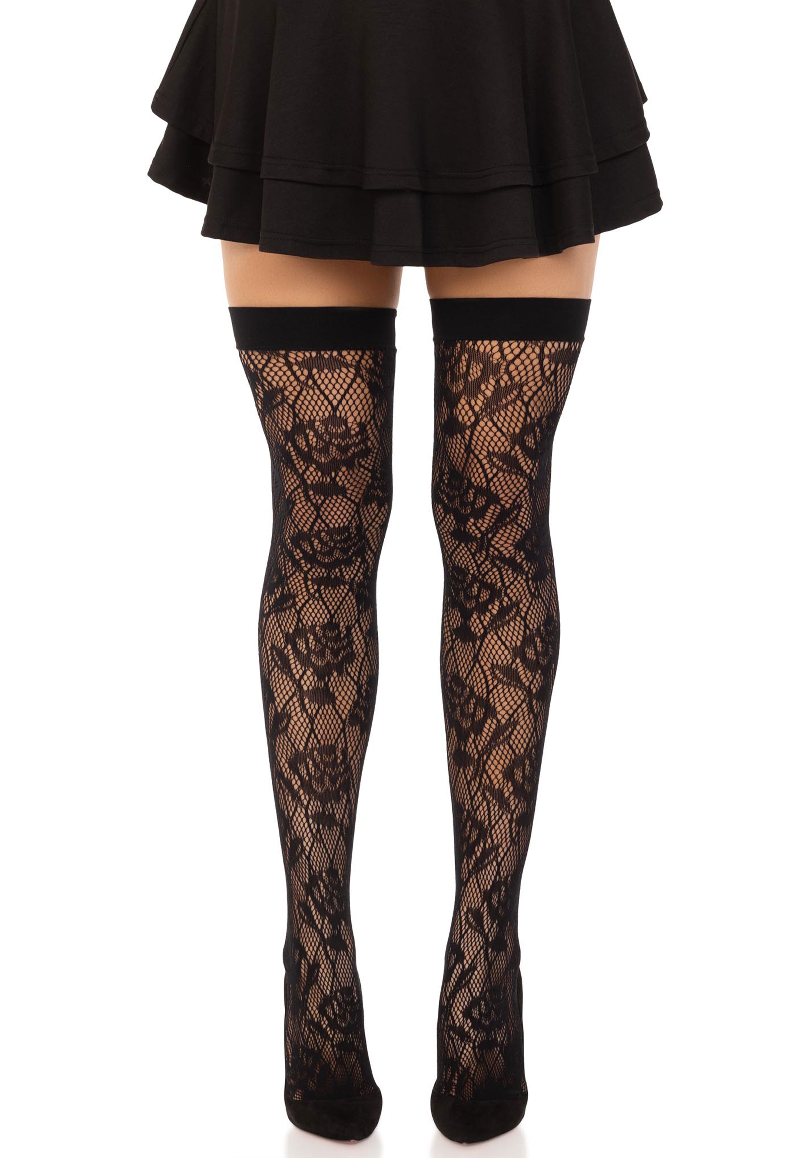 Wild Rose Net Thigh Highs