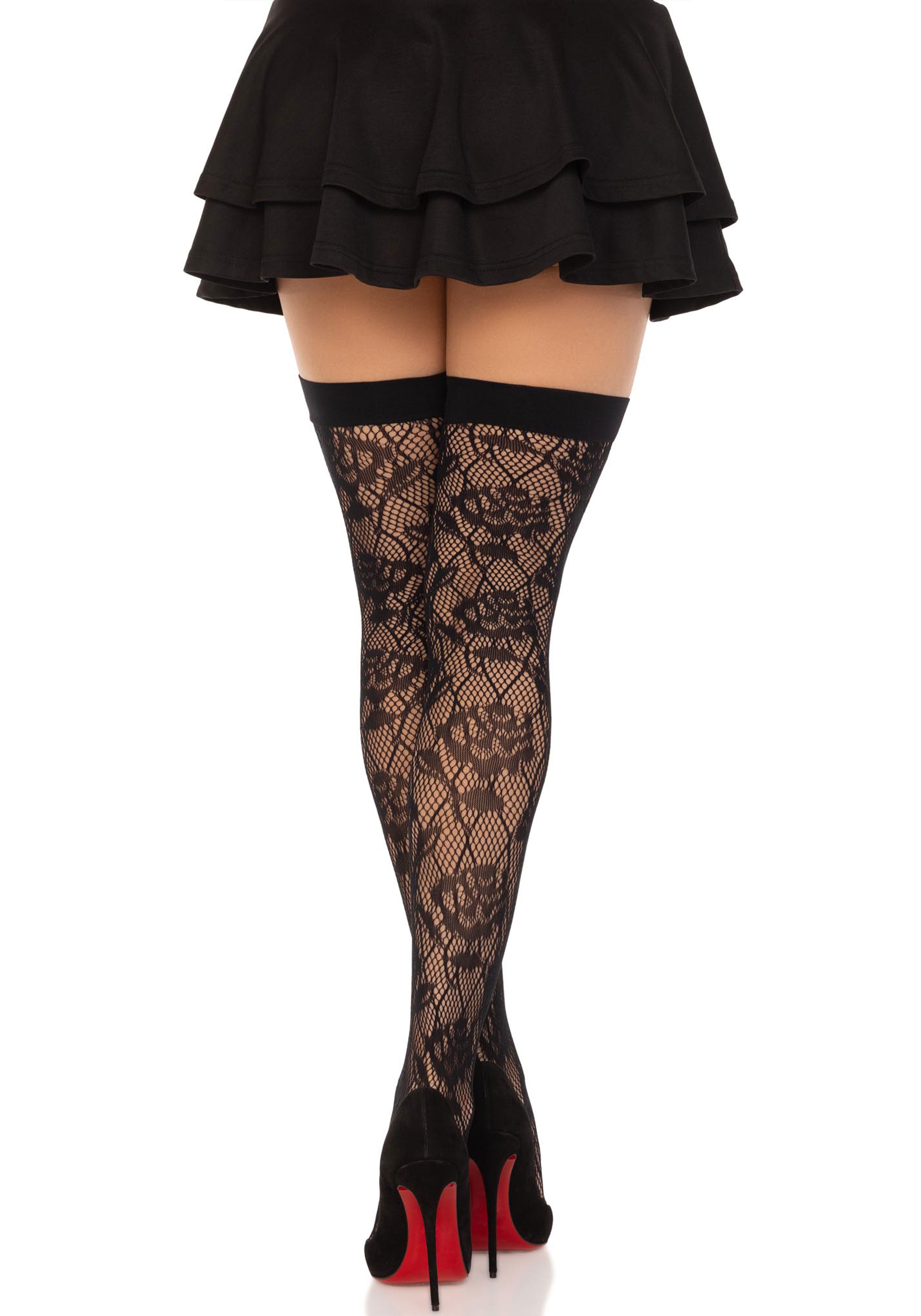 Wild Rose Net Thigh Highs