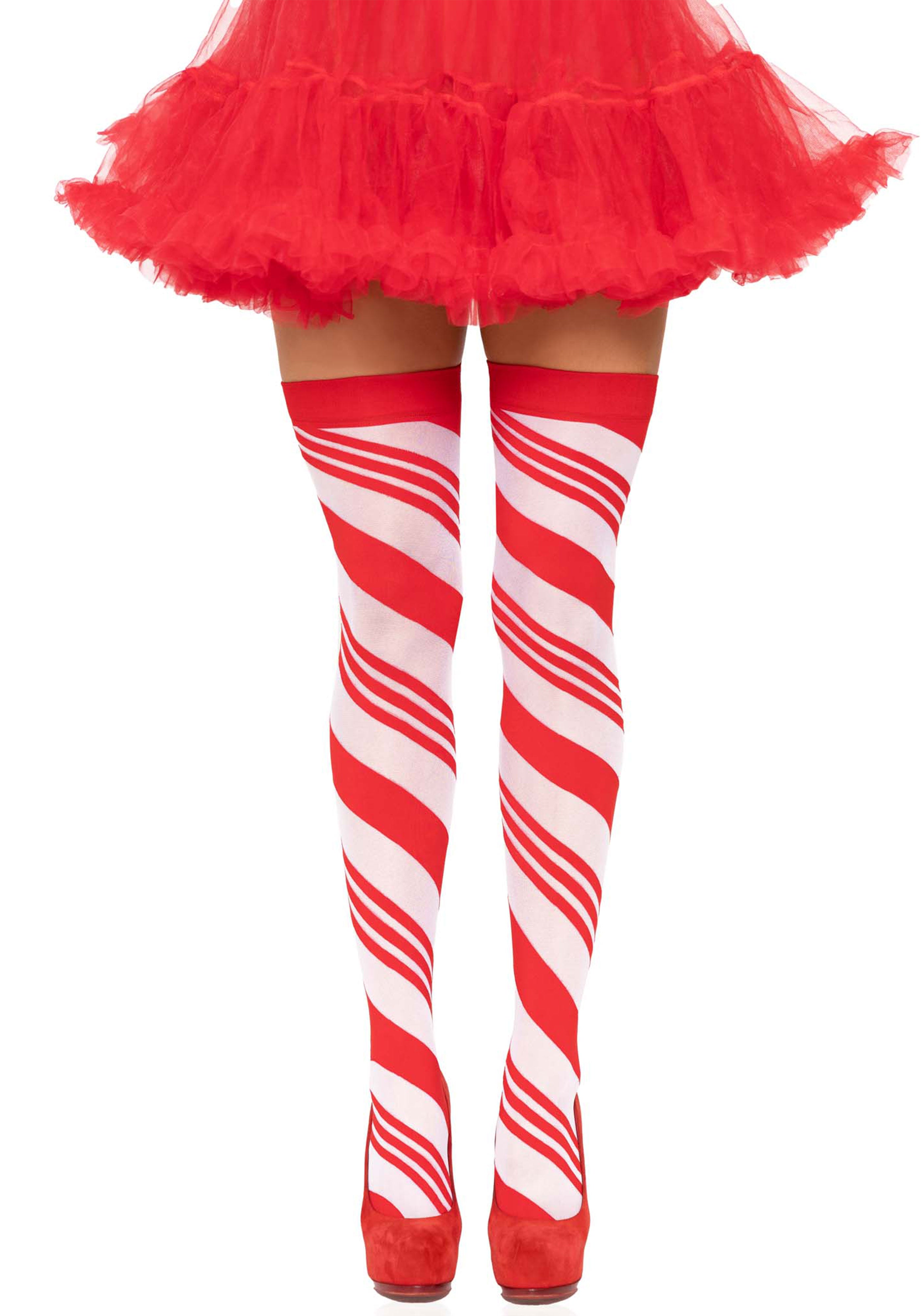Peppermint Striped Thigh Highs