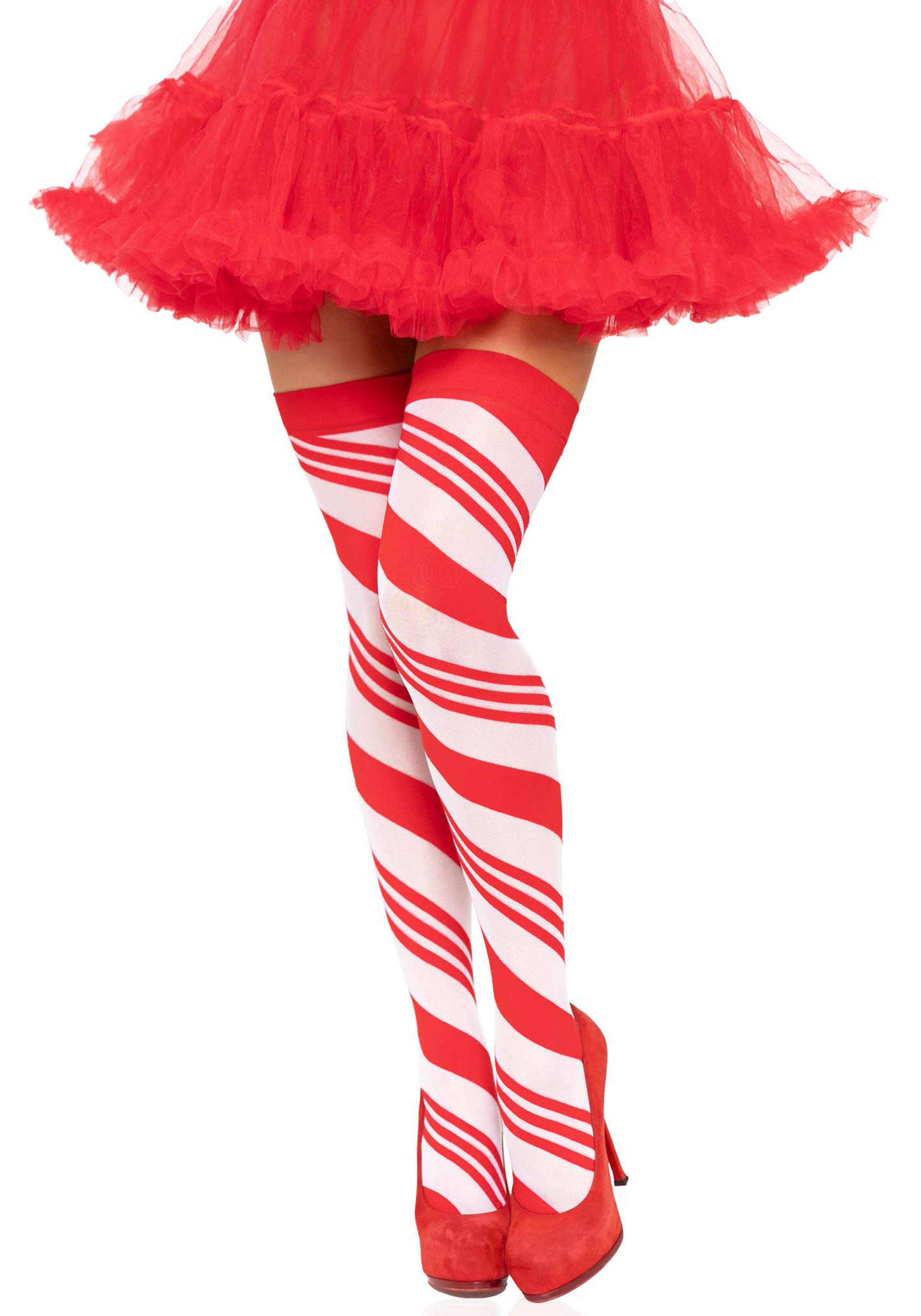 Peppermint Striped Thigh Highs