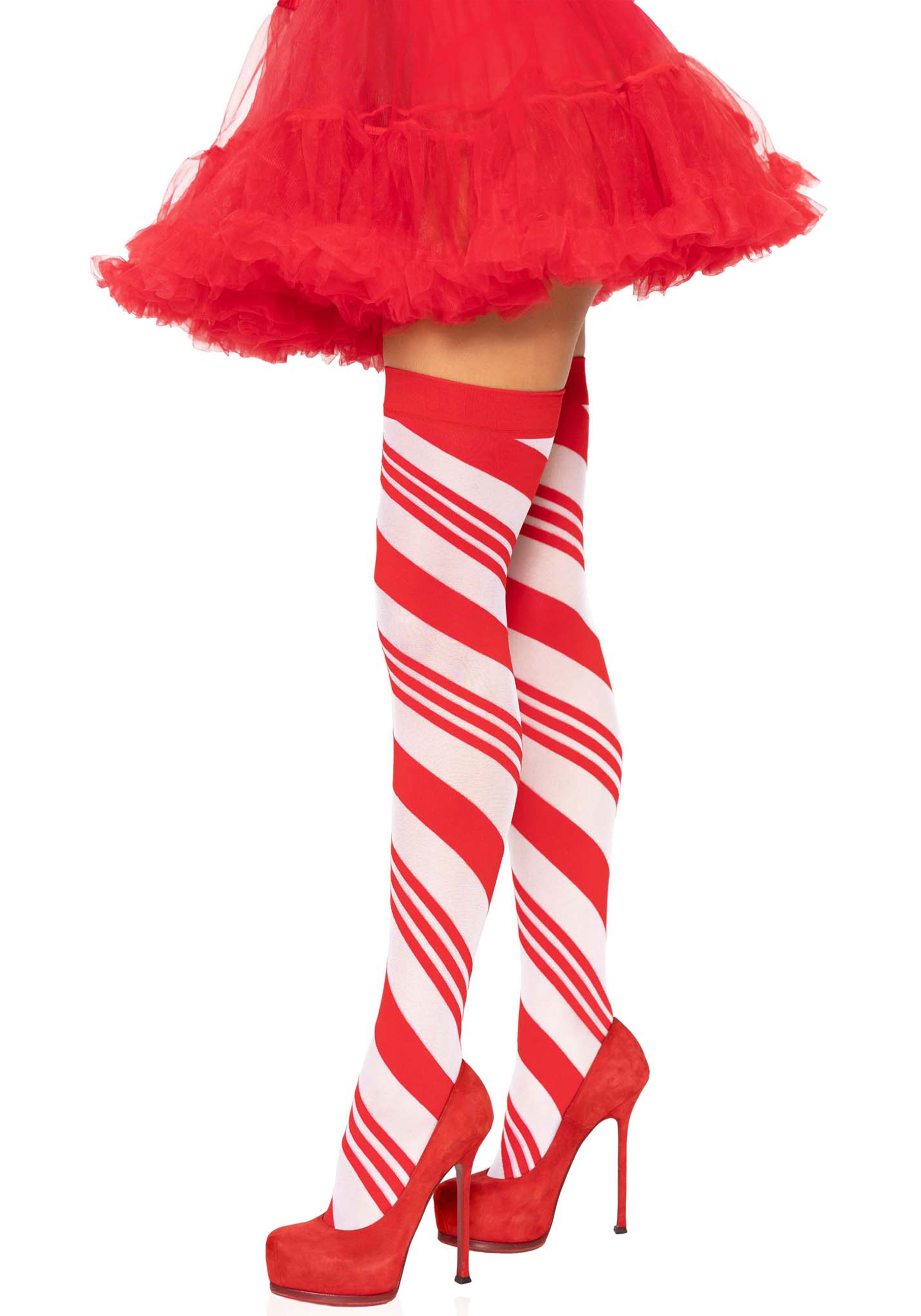 Peppermint Striped Thigh Highs