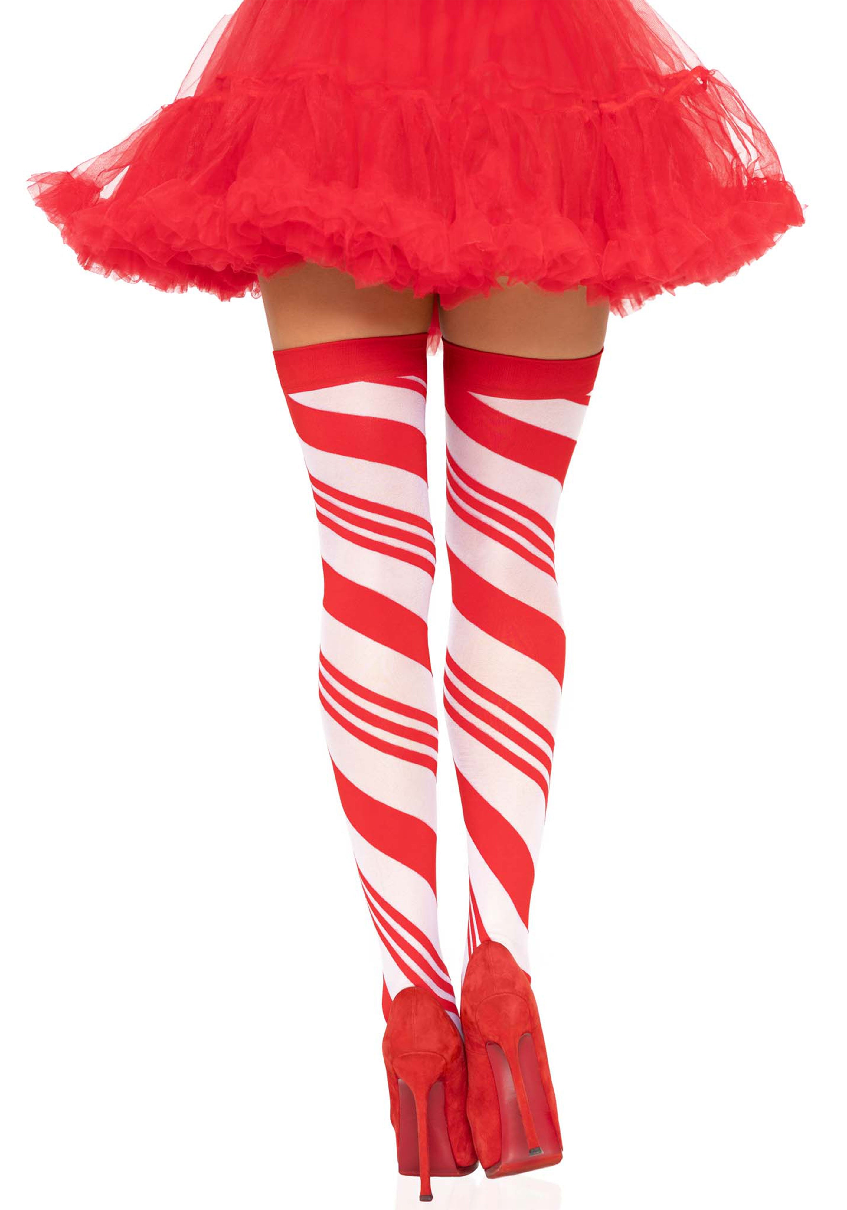 Peppermint Striped Thigh Highs