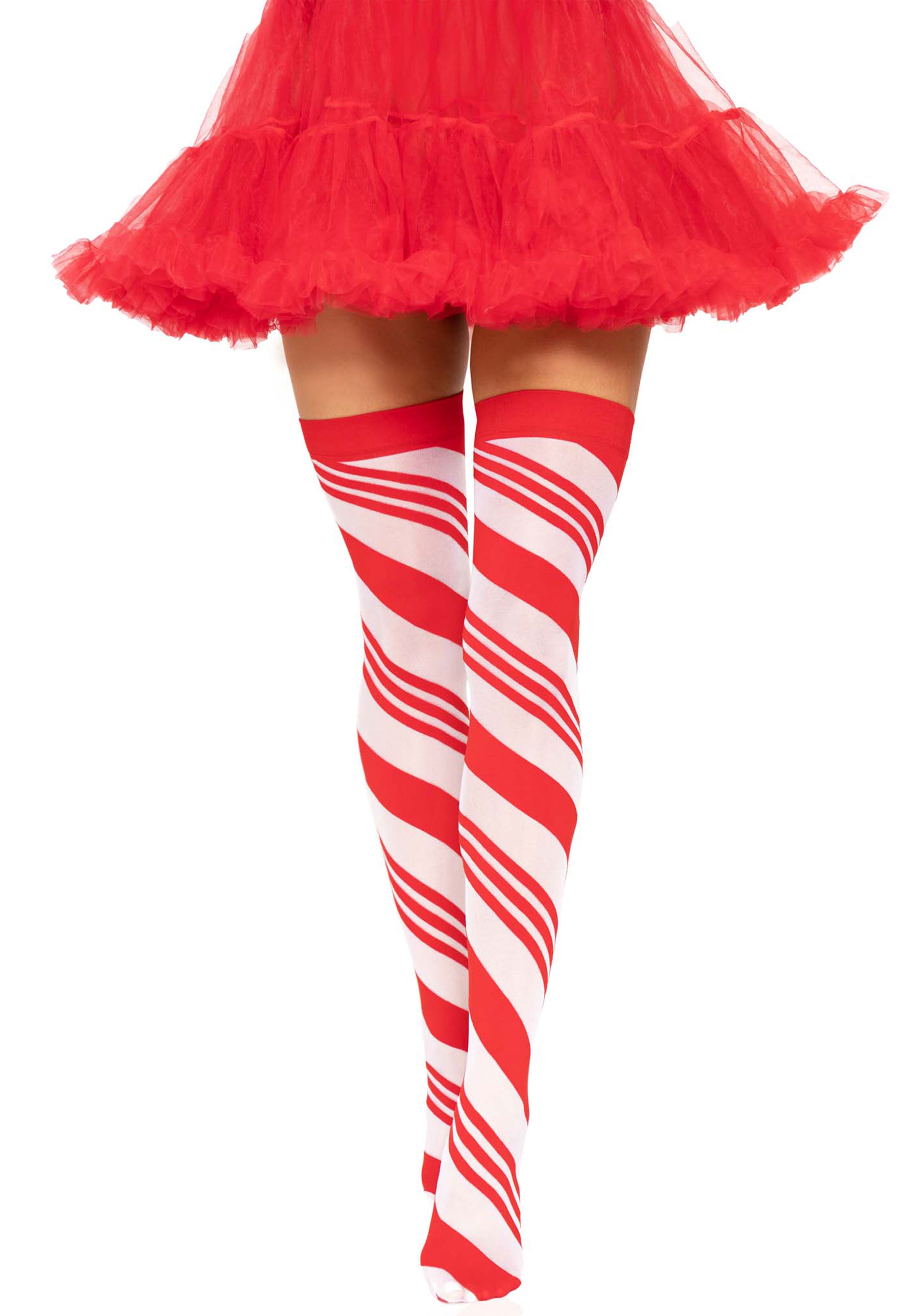 Peppermint Striped Thigh Highs