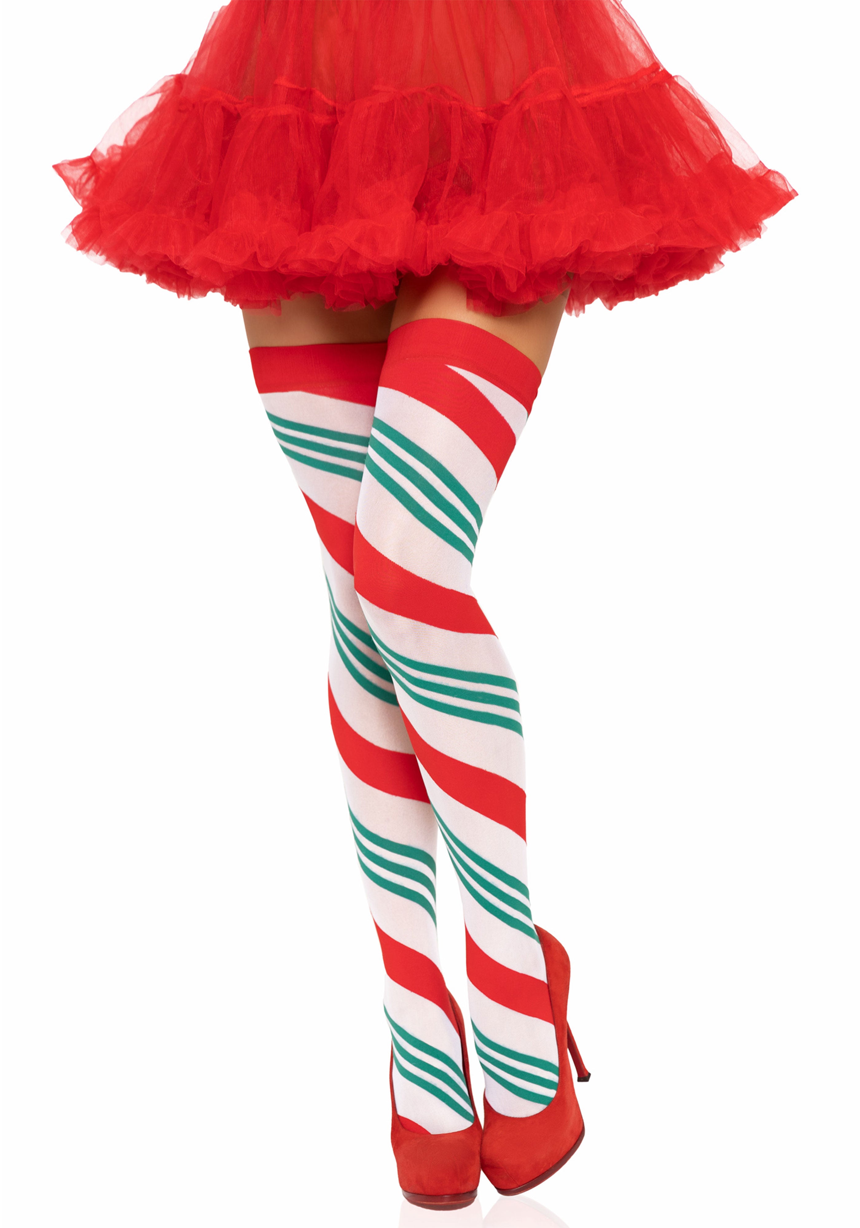 Jolly Holiday Strip Thigh Highs