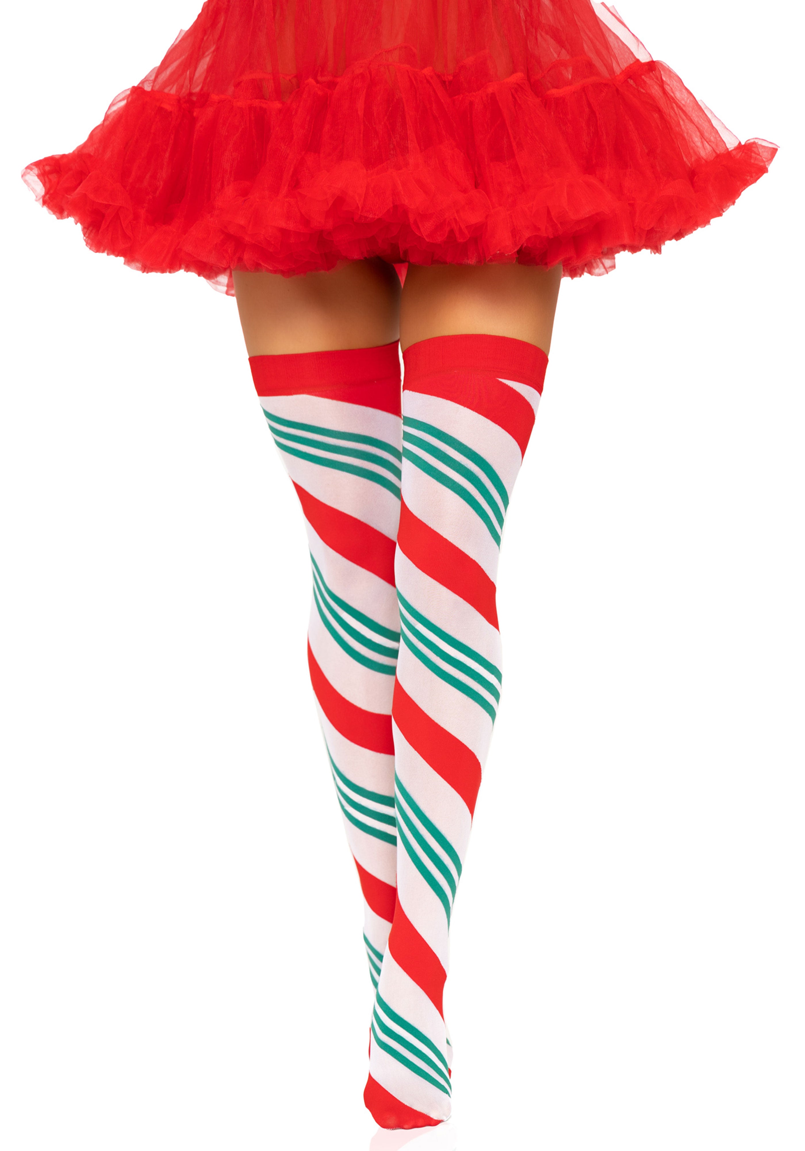 Jolly Holiday Striped Thigh Highs