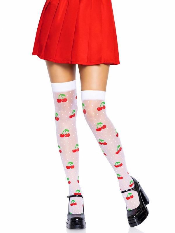 Polka dot cherry thigh highs