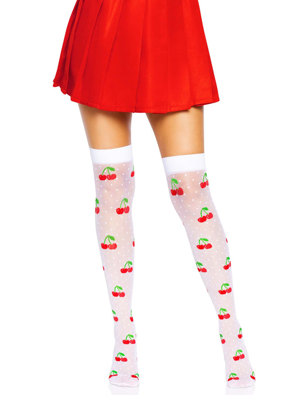 Polka dot cherry thigh highs