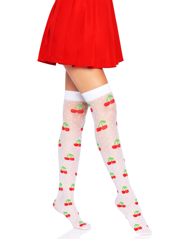 Polka dot cherry thigh highs