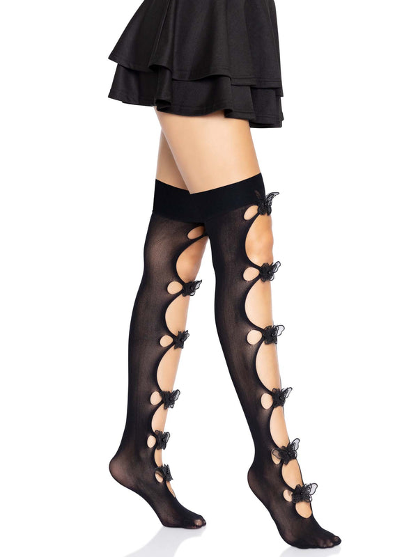 Butterfly applique thigh highs