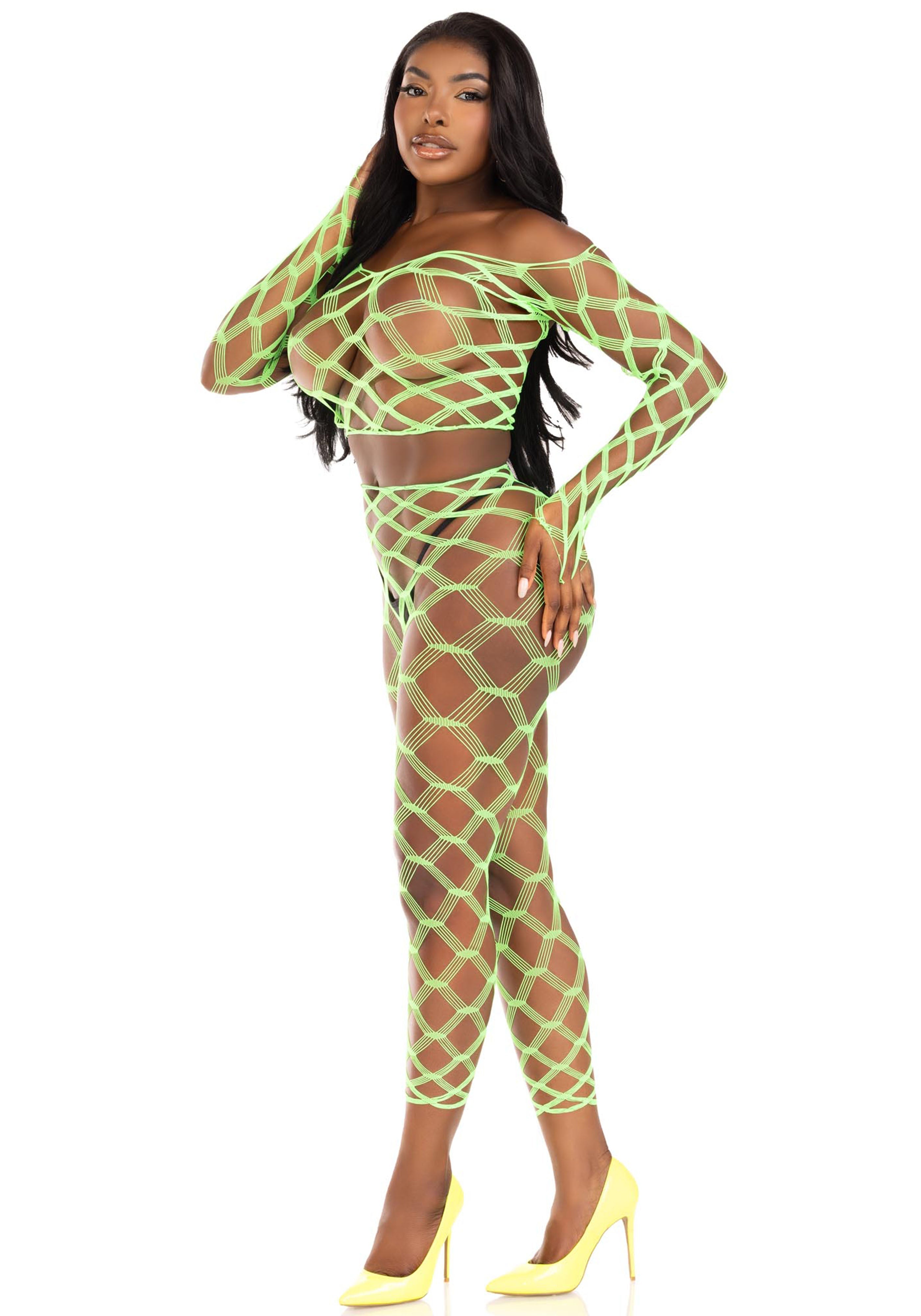 Net Crop Top and Footless Tights