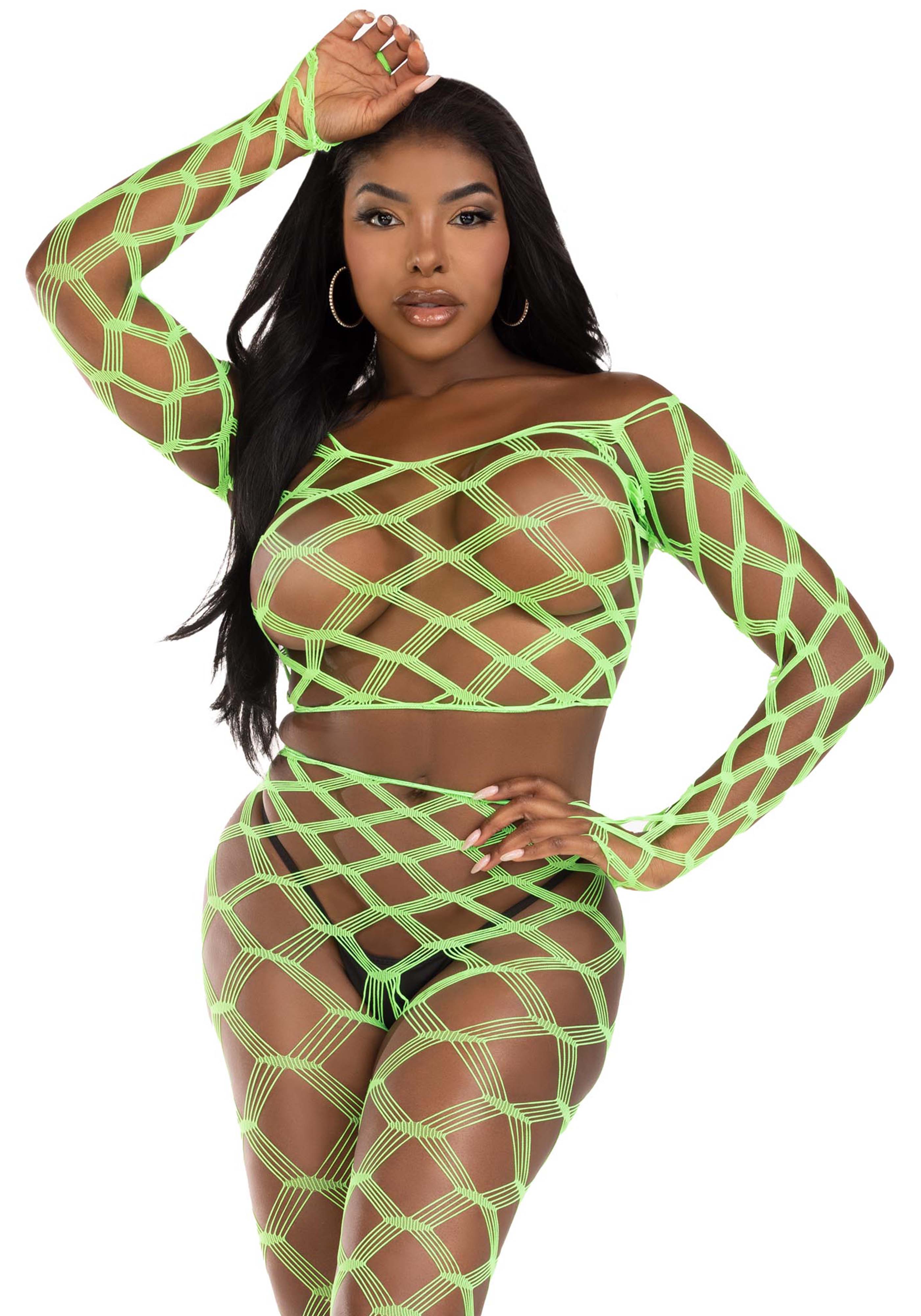 Net Crop Top and Footless Tights