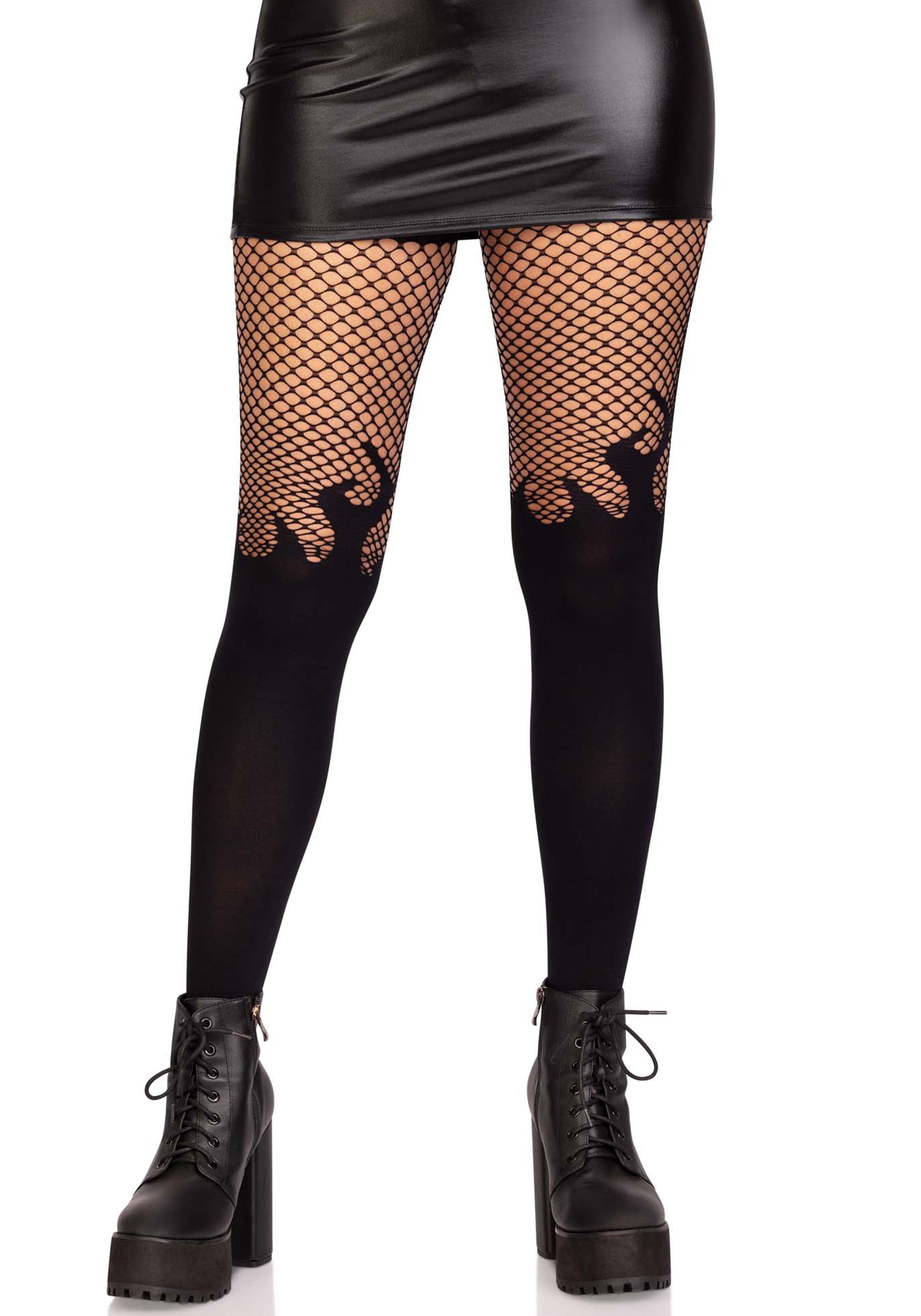 Flame Tights With Fishnet Top