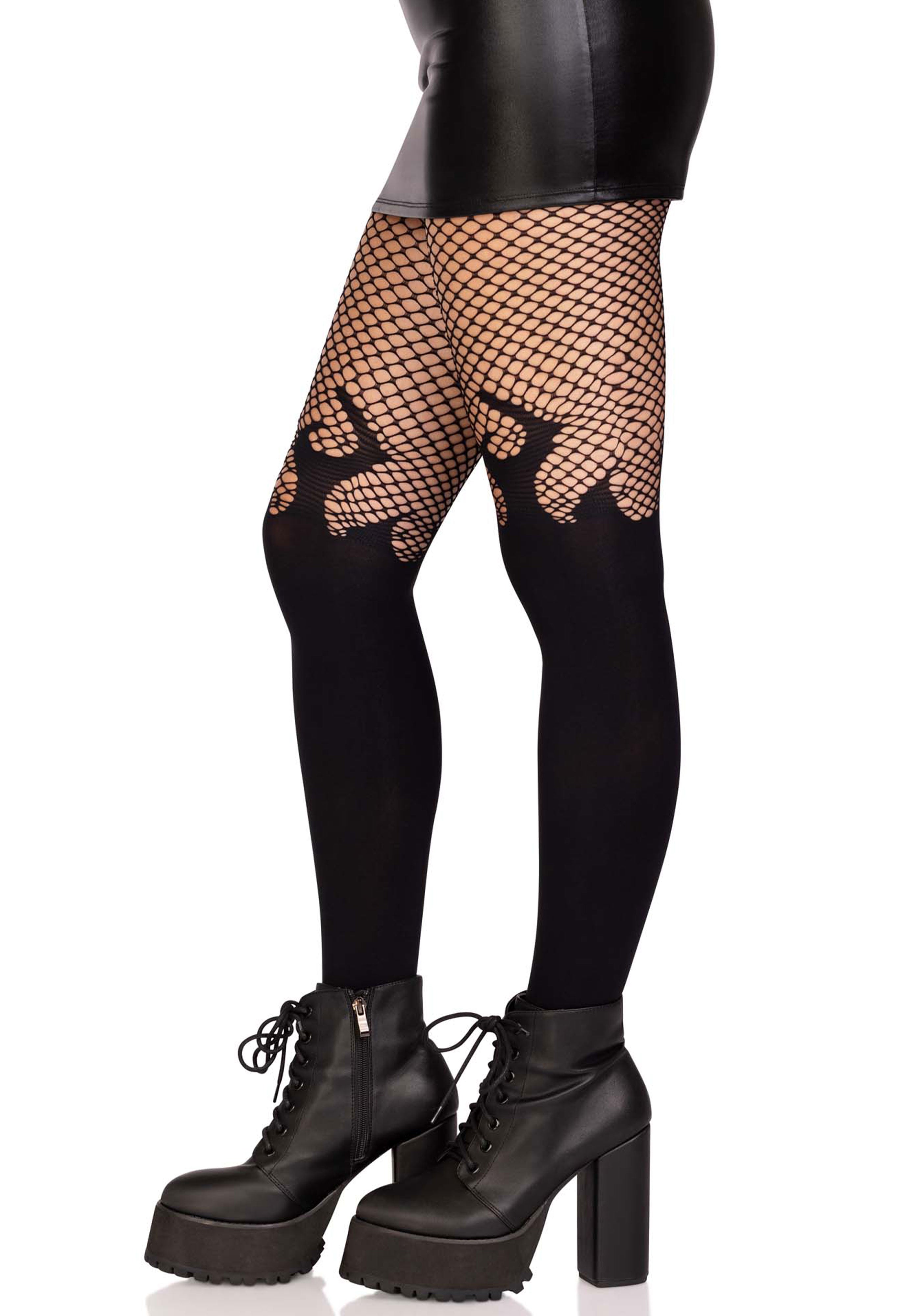 Flame Tights With Fishnet Top