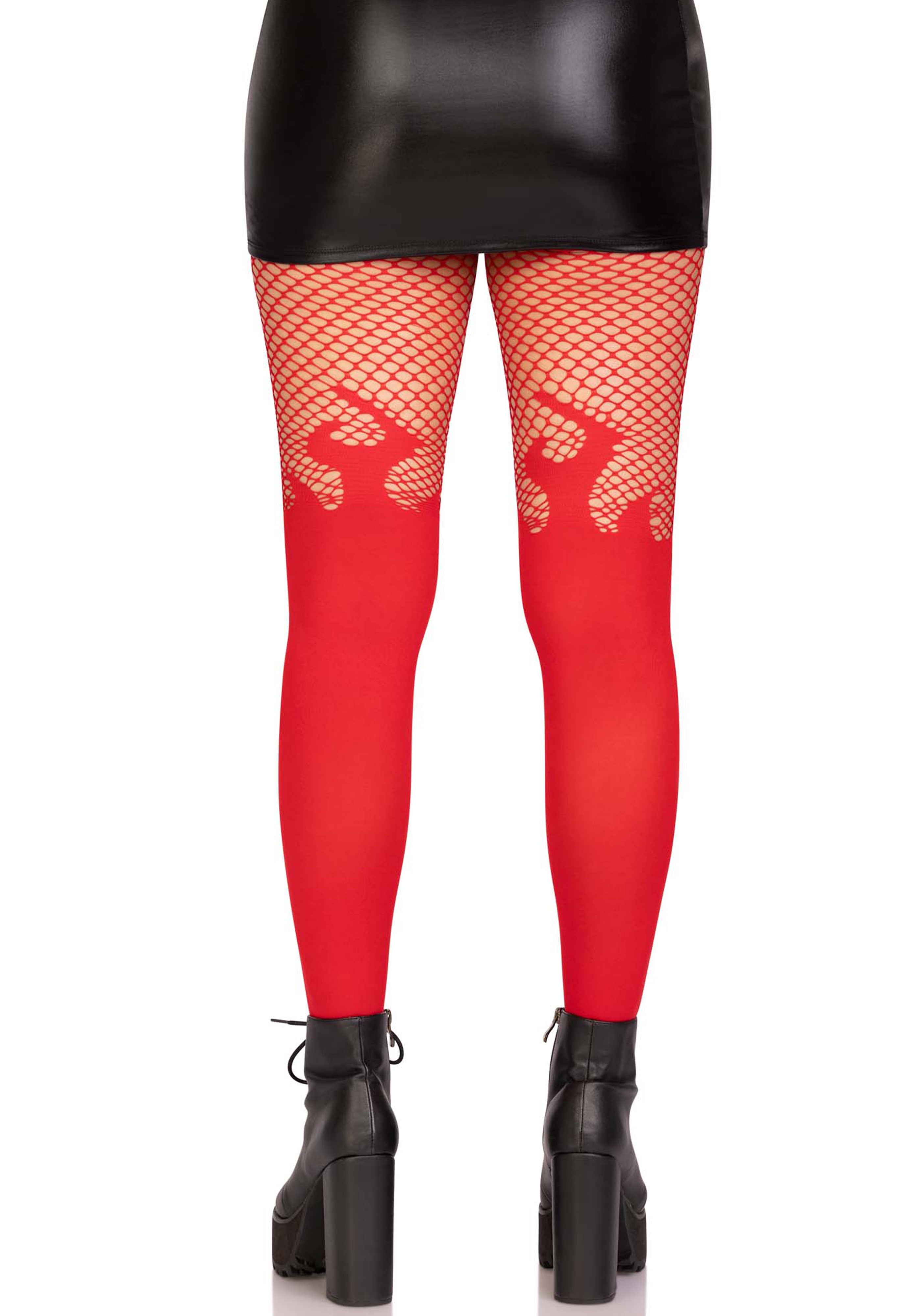 Flame Tights With Fishnet Top