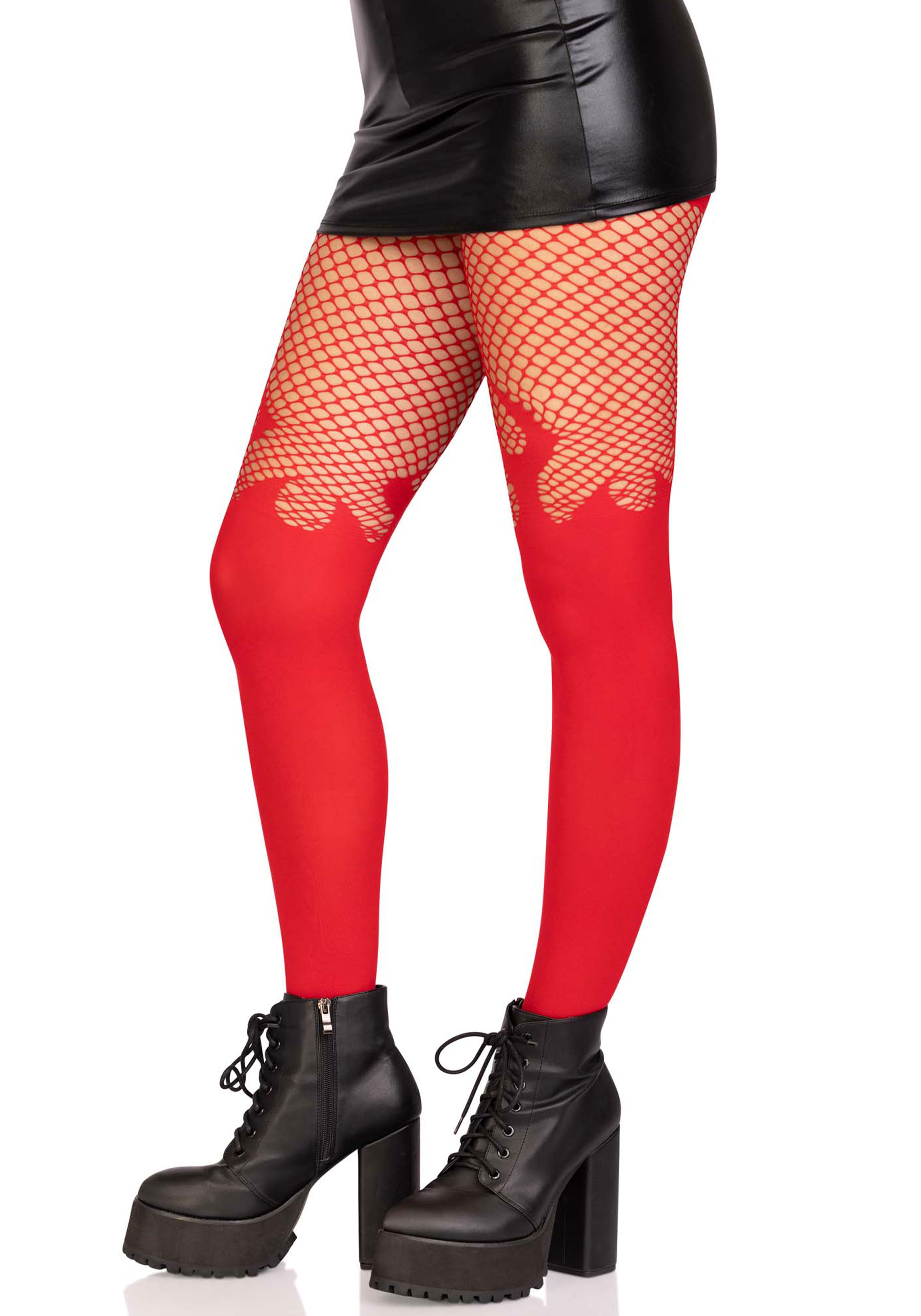 Flame Tights With Fishnet Top