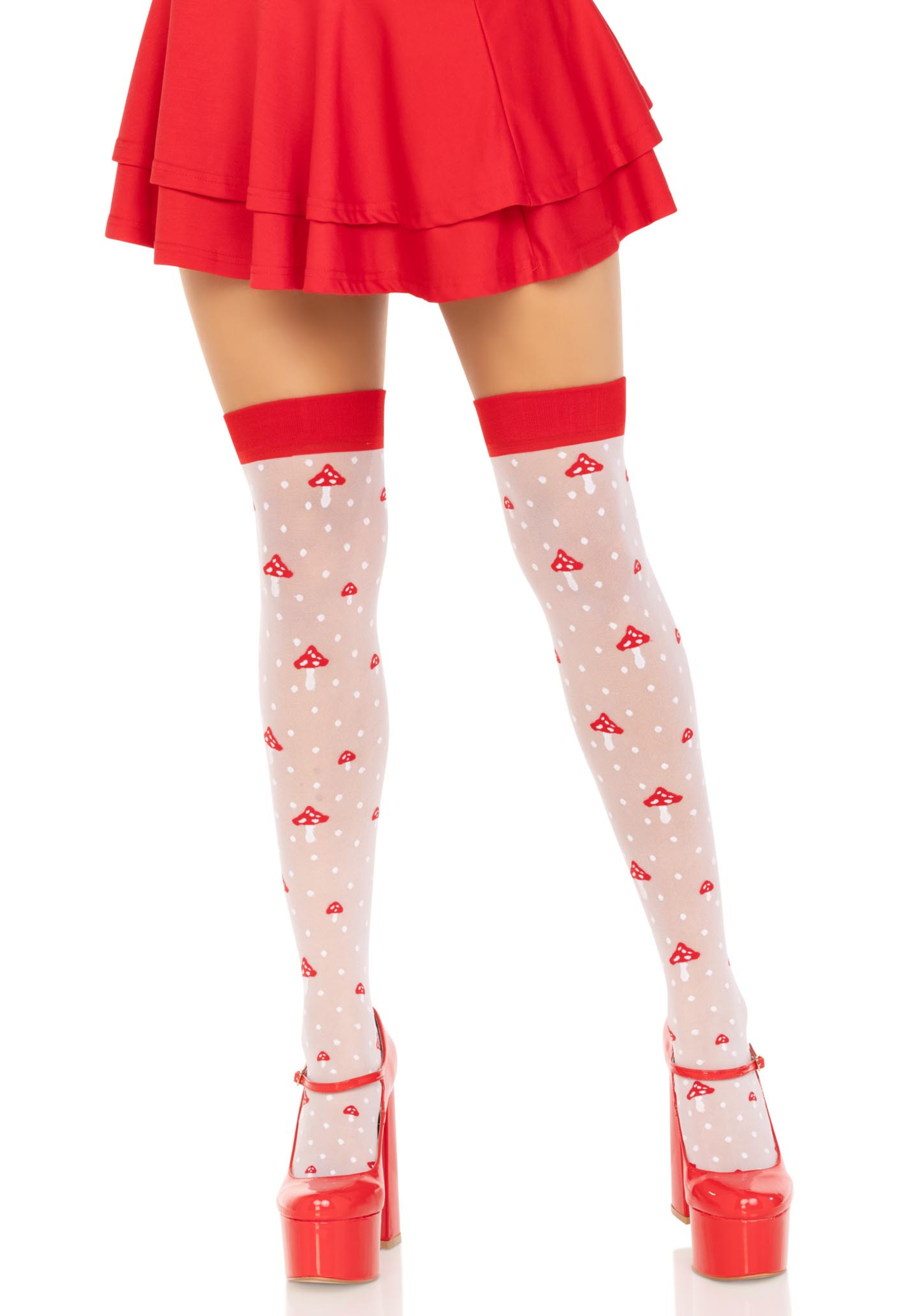 Elastane Mushroom Thigh Highs