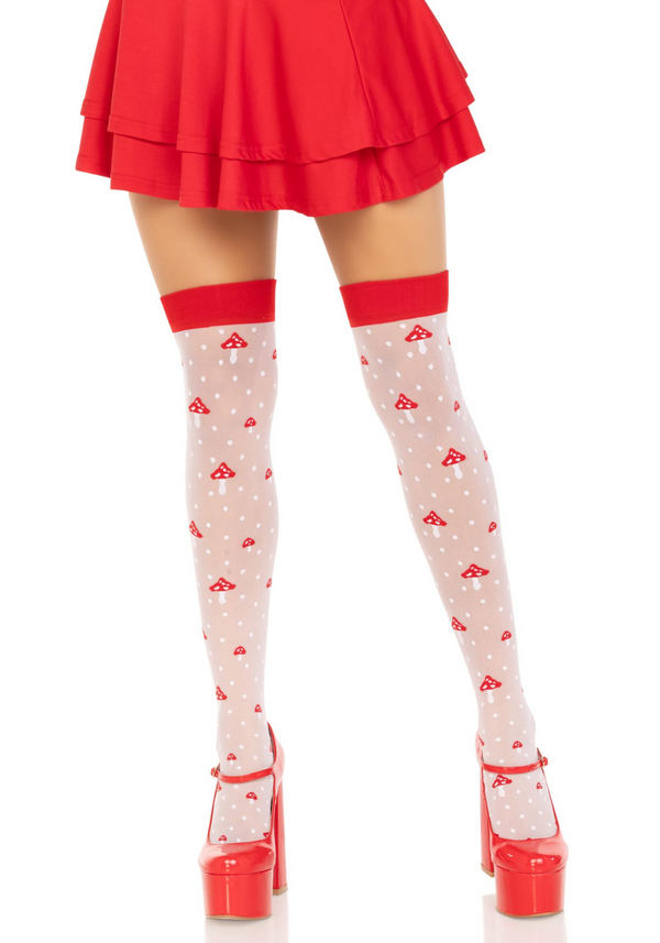 Elastane Mushroom Thigh Highs