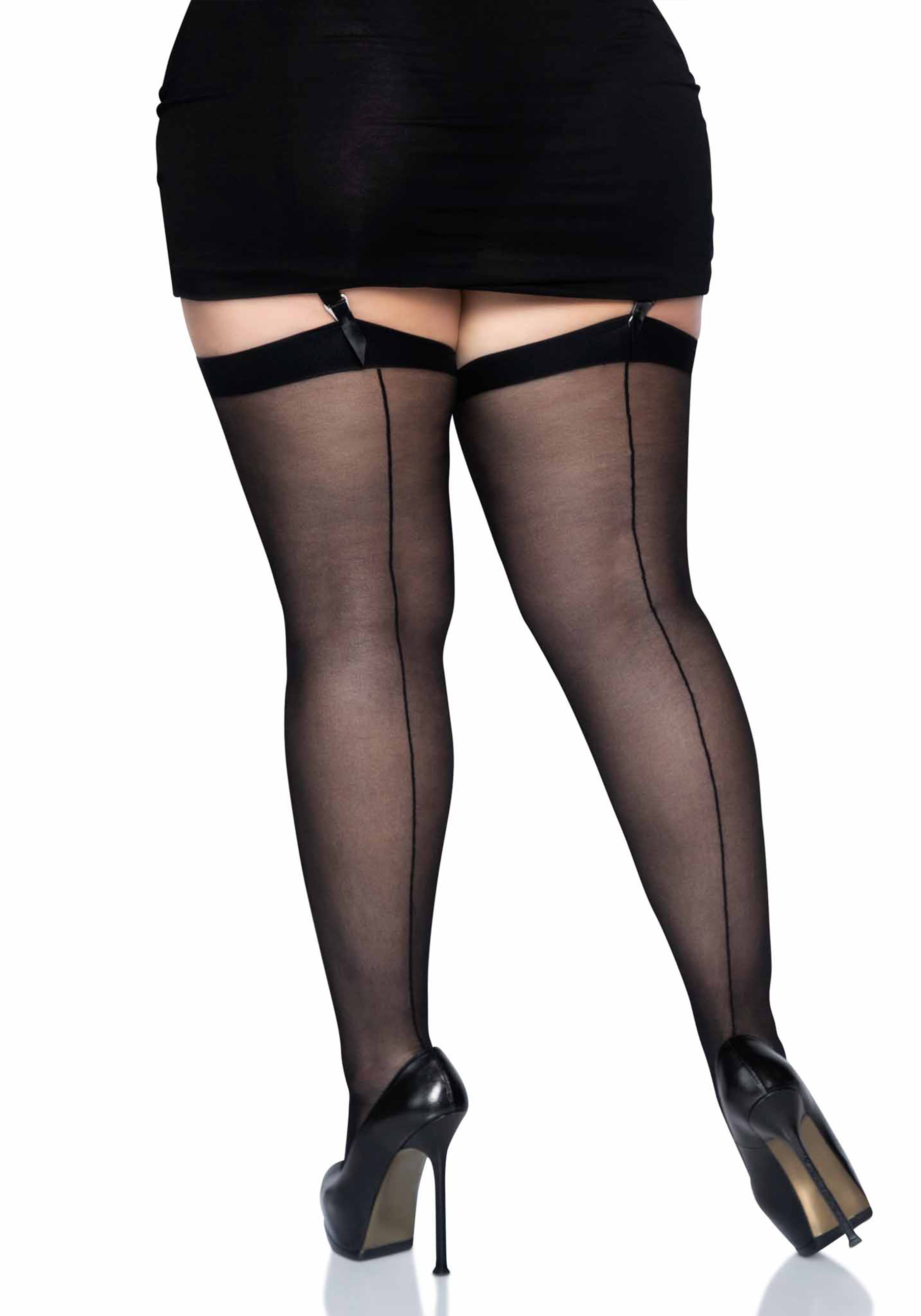 Leg Avenue 1000Q Sheer backseam stockings Plus Size