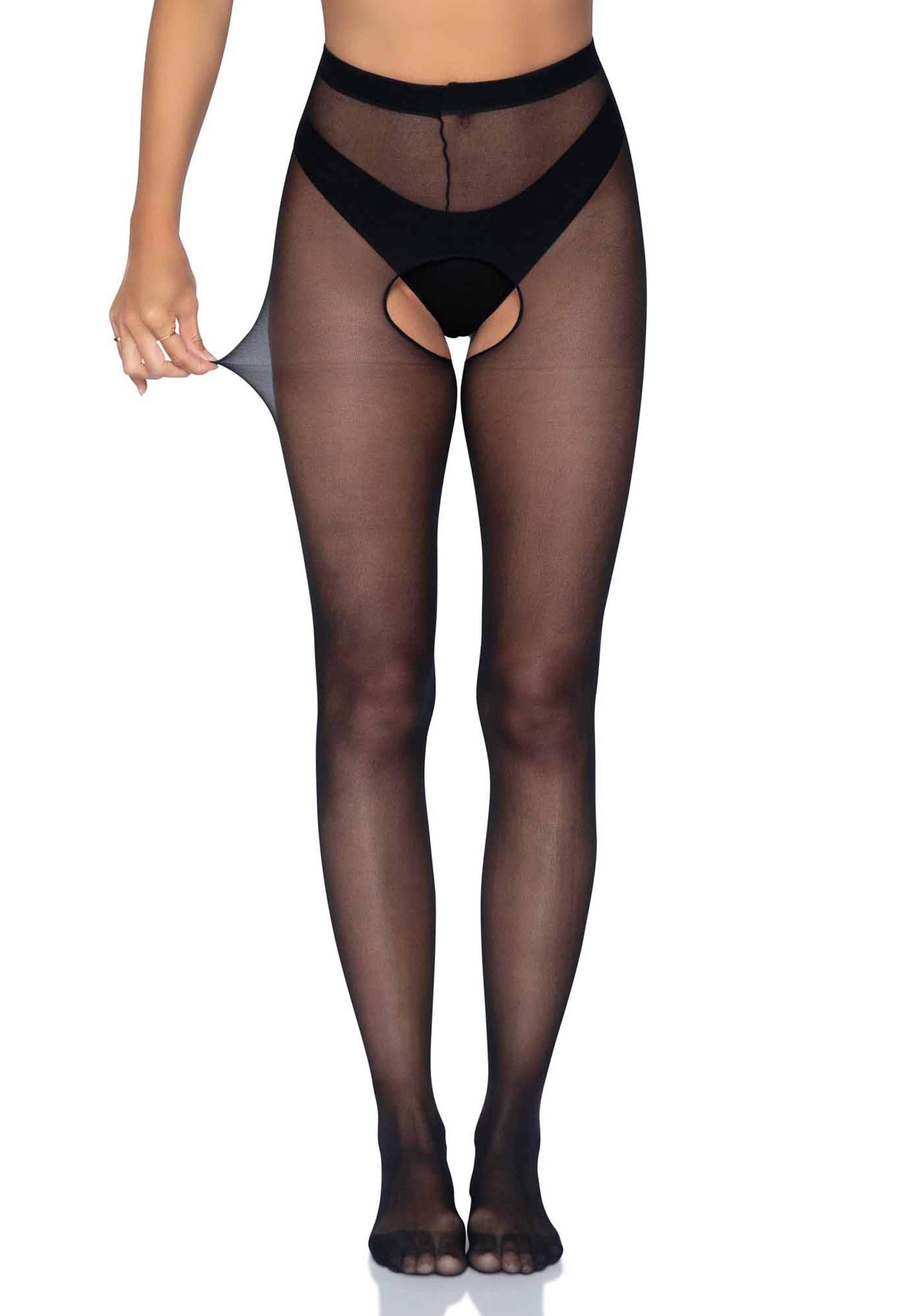 Leg Avenue 1905Q Sheer Crotchless Pantyhose Plus Size