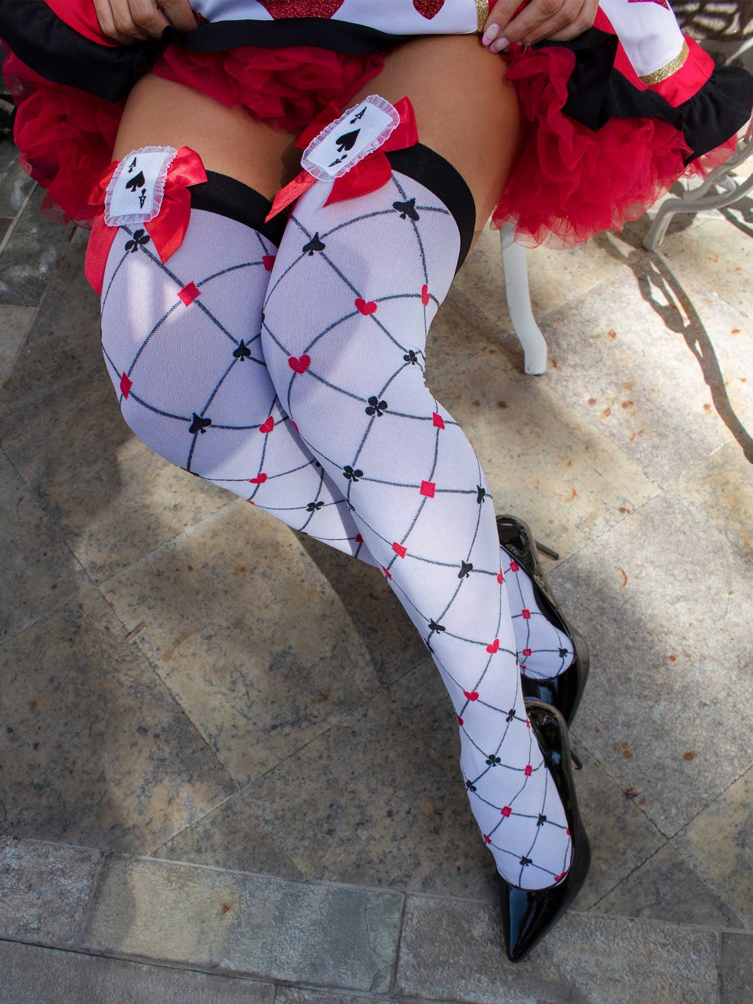 Card Suit Thigh High Stockings