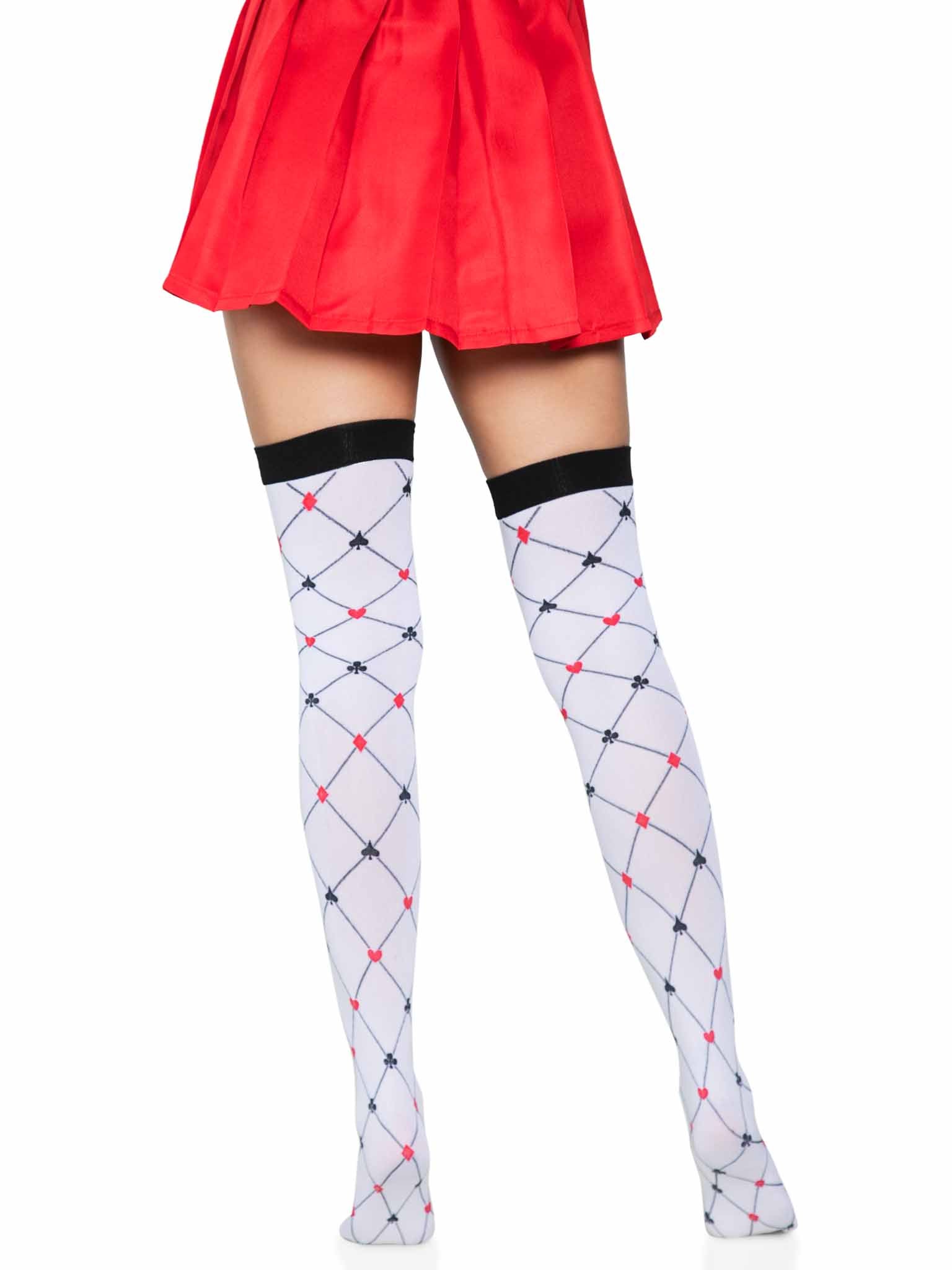 Card Suit Thigh High Stockings