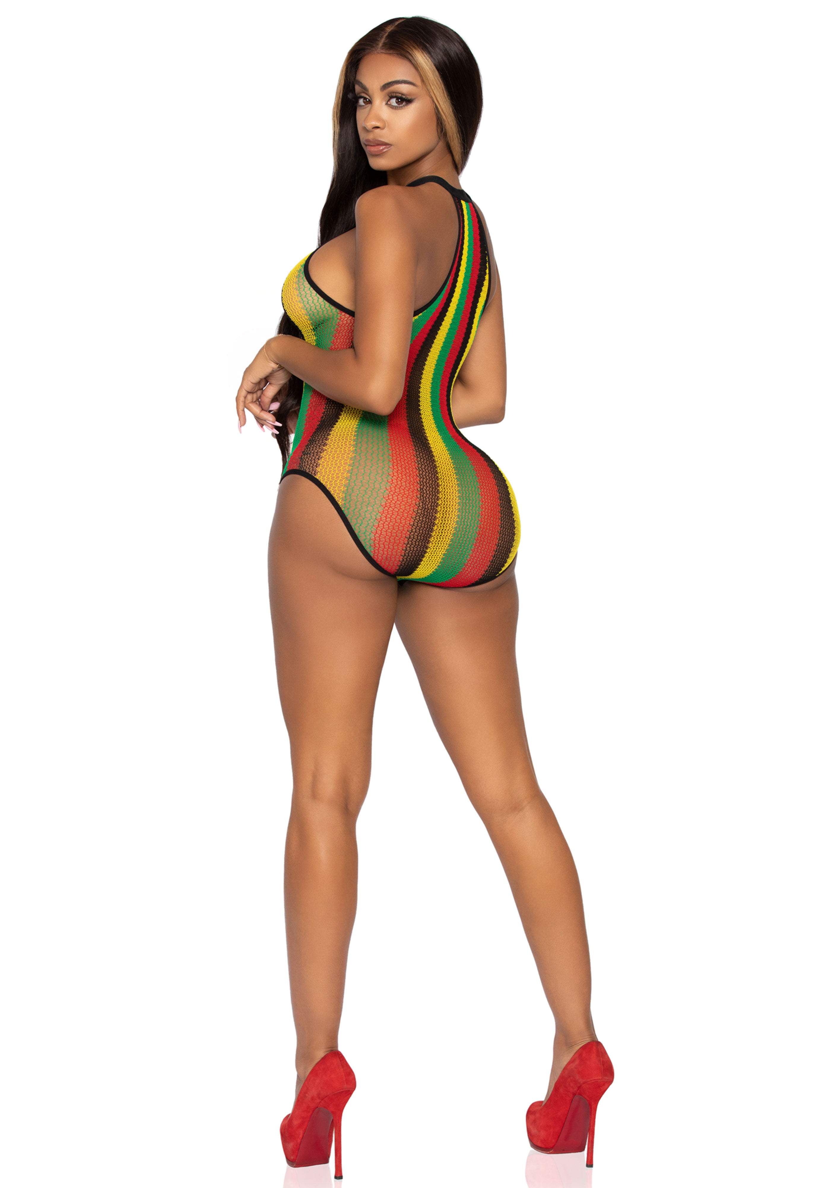 Leg Avenue 81585 Rasta bodysuit w. snap crotch