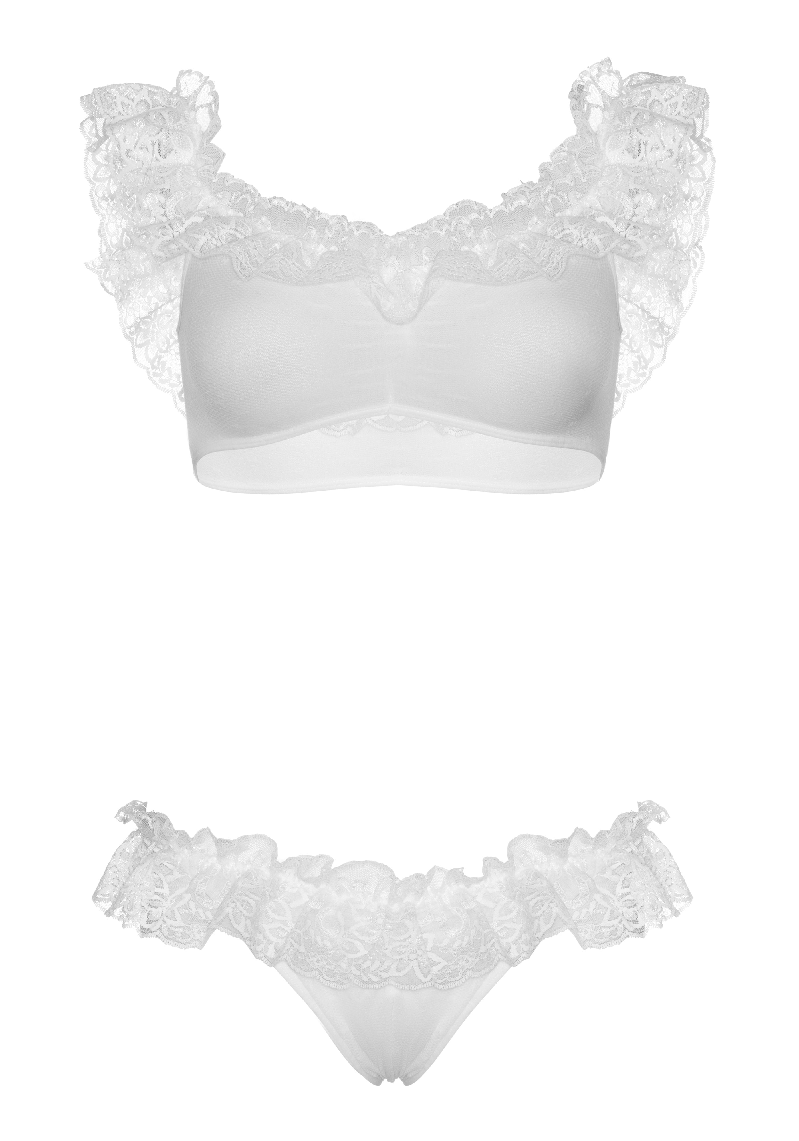 Leg Avenue 81616 Lace ruffle crop top and panty