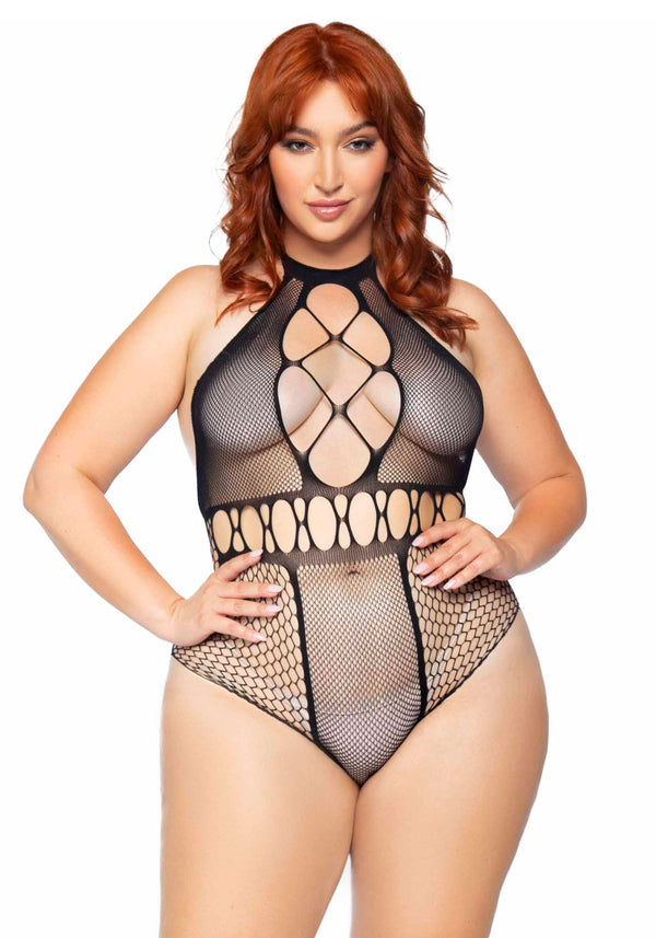 Leg Avenue 81639X Seamless multi net bodysuit Plus Size