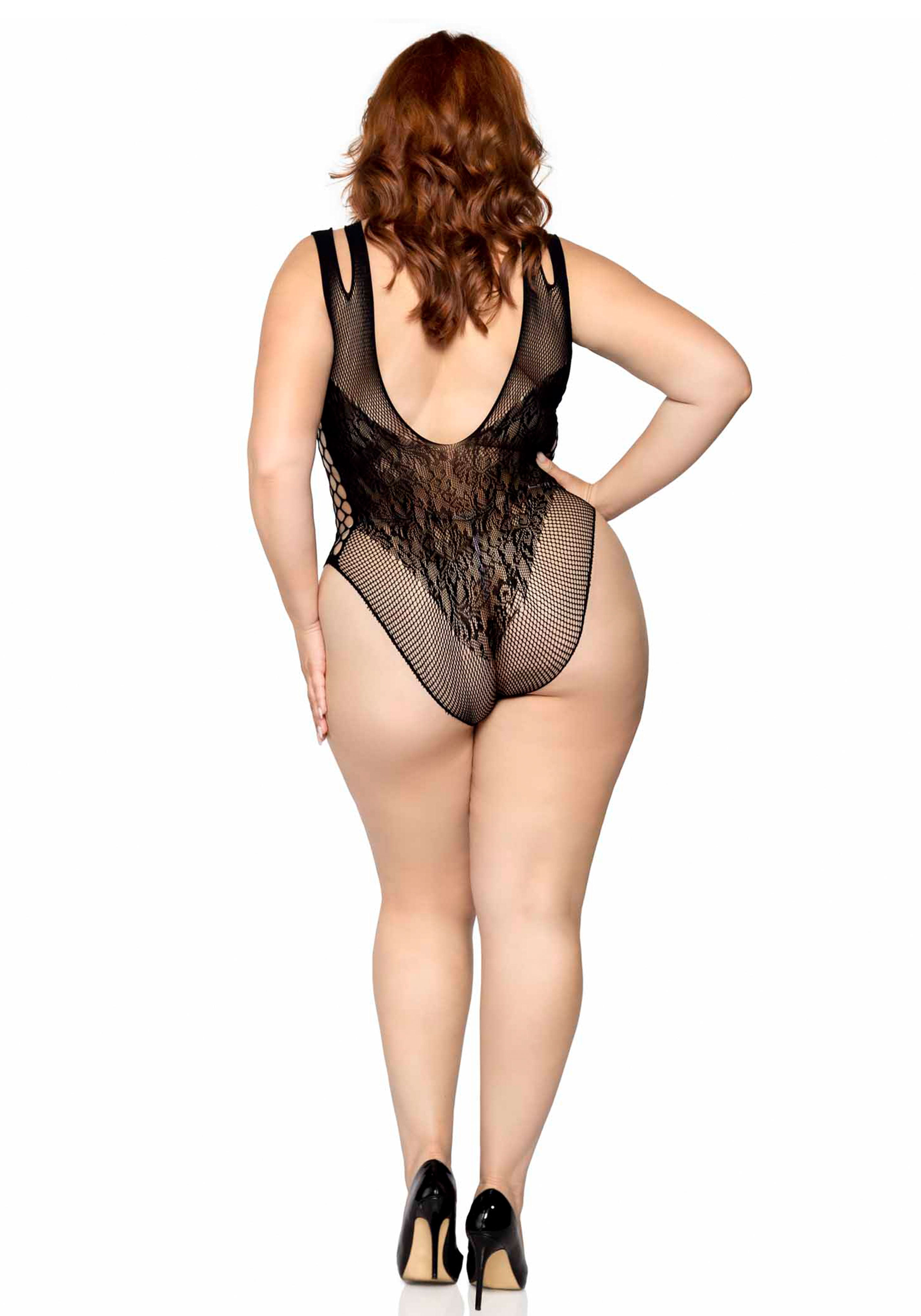 Naadloze Net & Kanten Plus Size Bodysuit