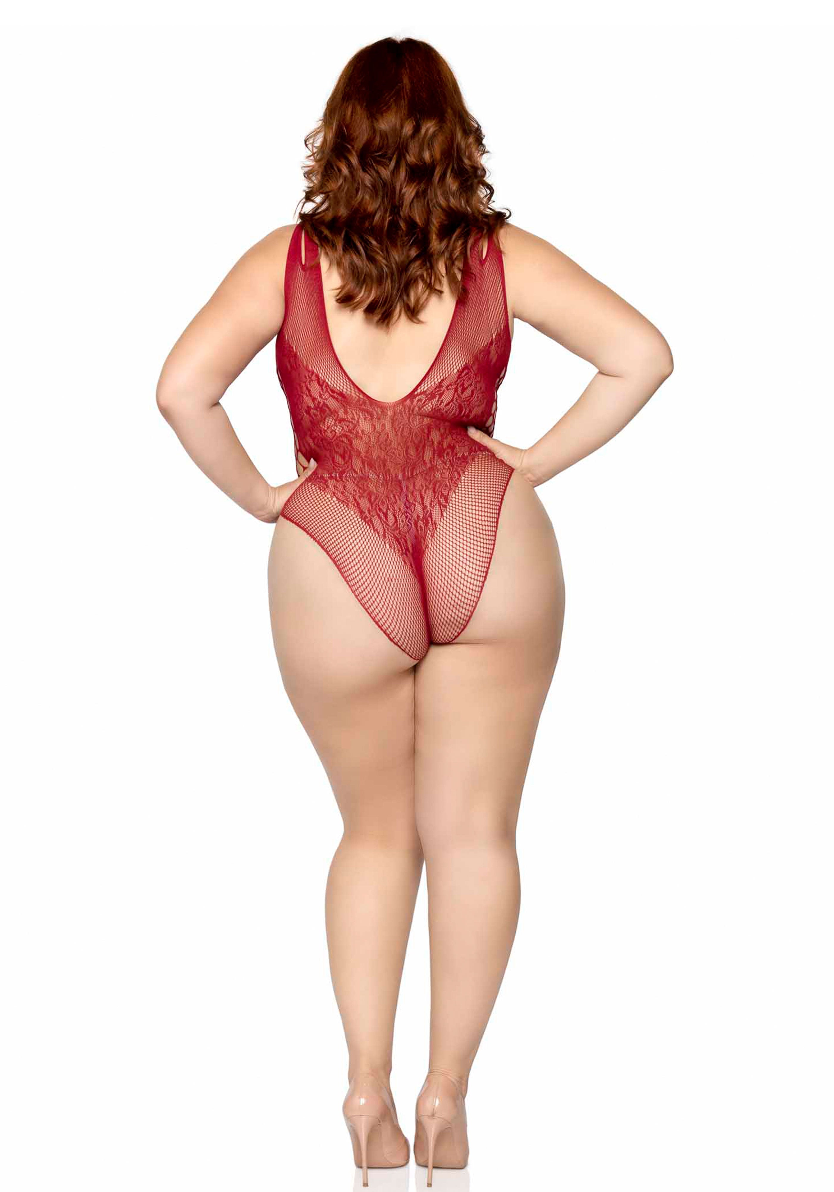 Leg Avenue 81641X Seamless net & lace bodysuit Plus Size