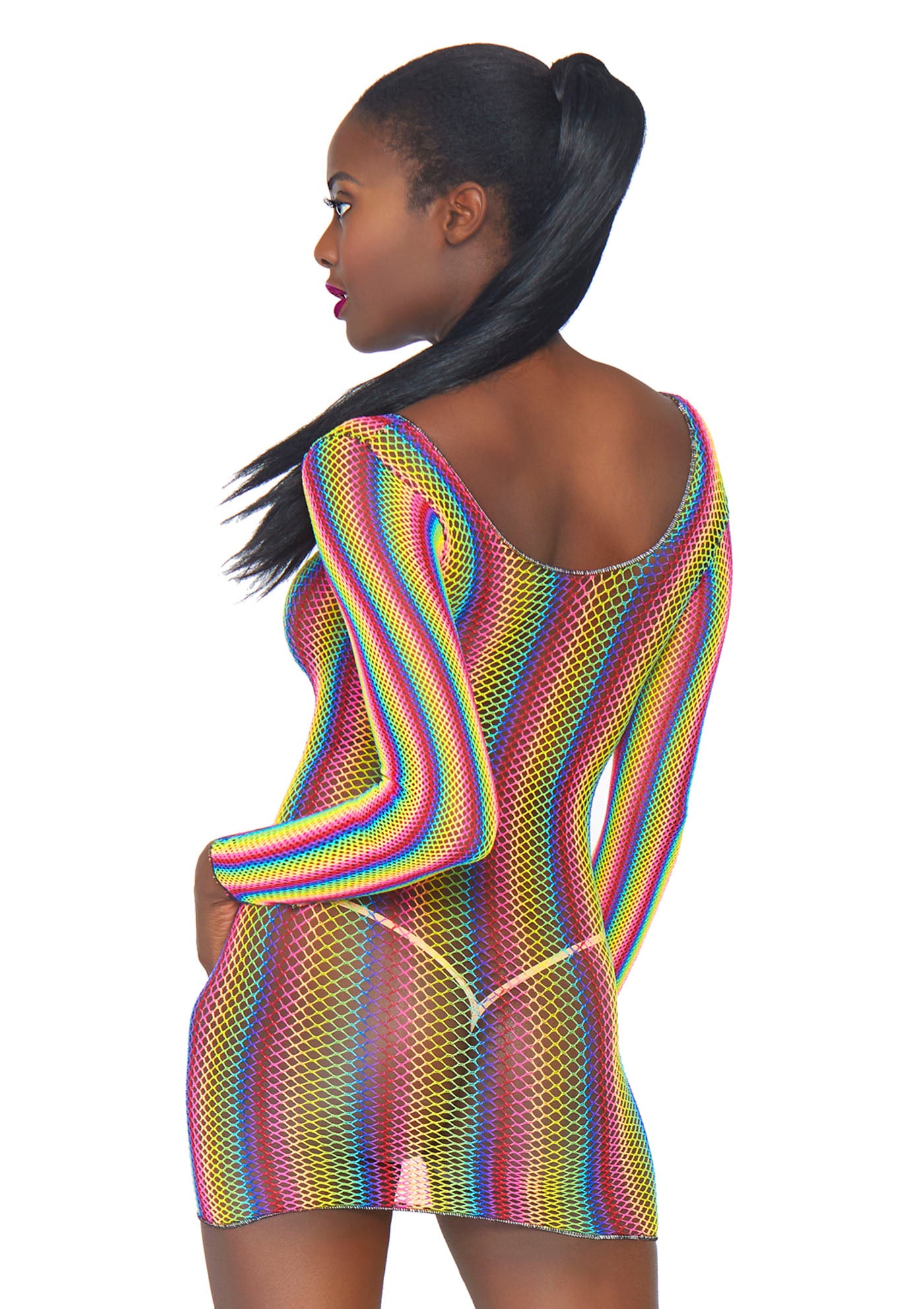 Leg Avenue 86795 Rainbow fishnet mini dress