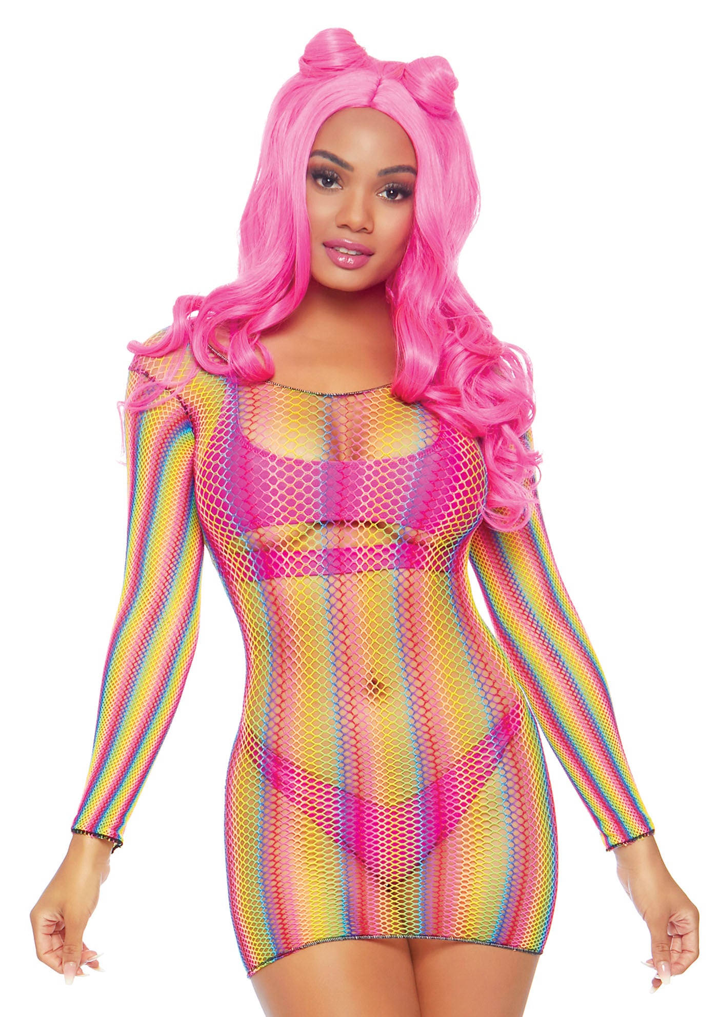 Leg Avenue 86795 Rainbow fishnet mini dress