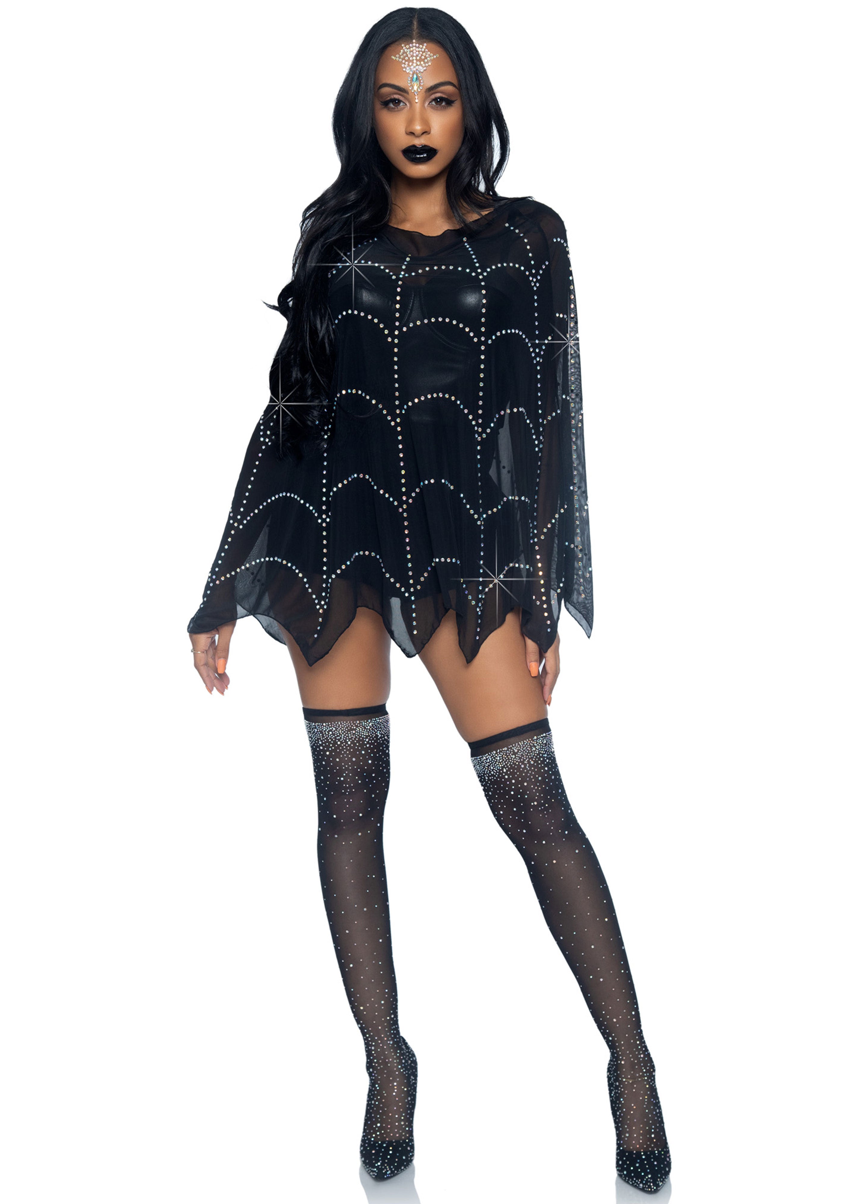 Leg Avenue 87082 Sheer rhinestone poncho