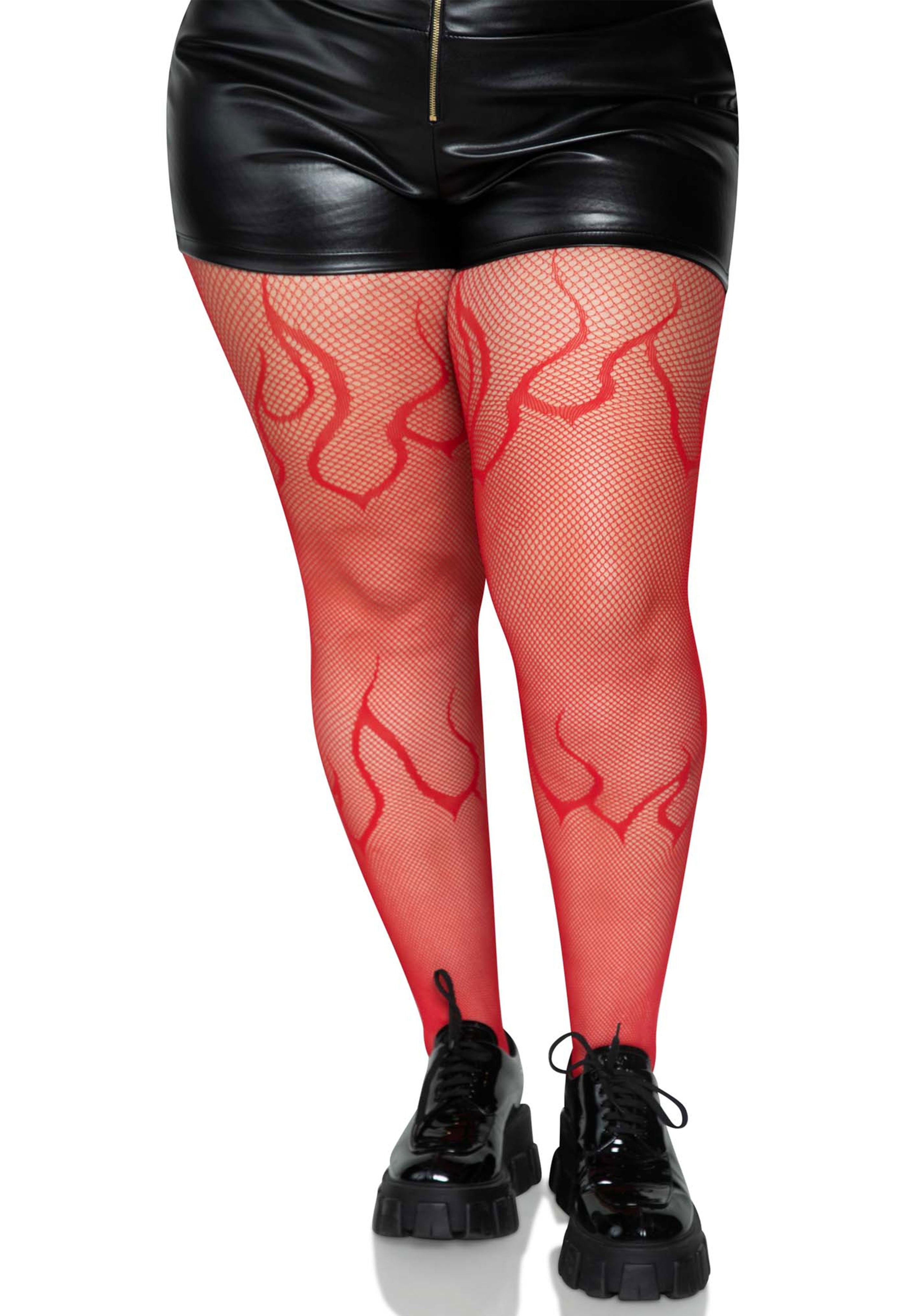 Flame Plus Fishnet Tights