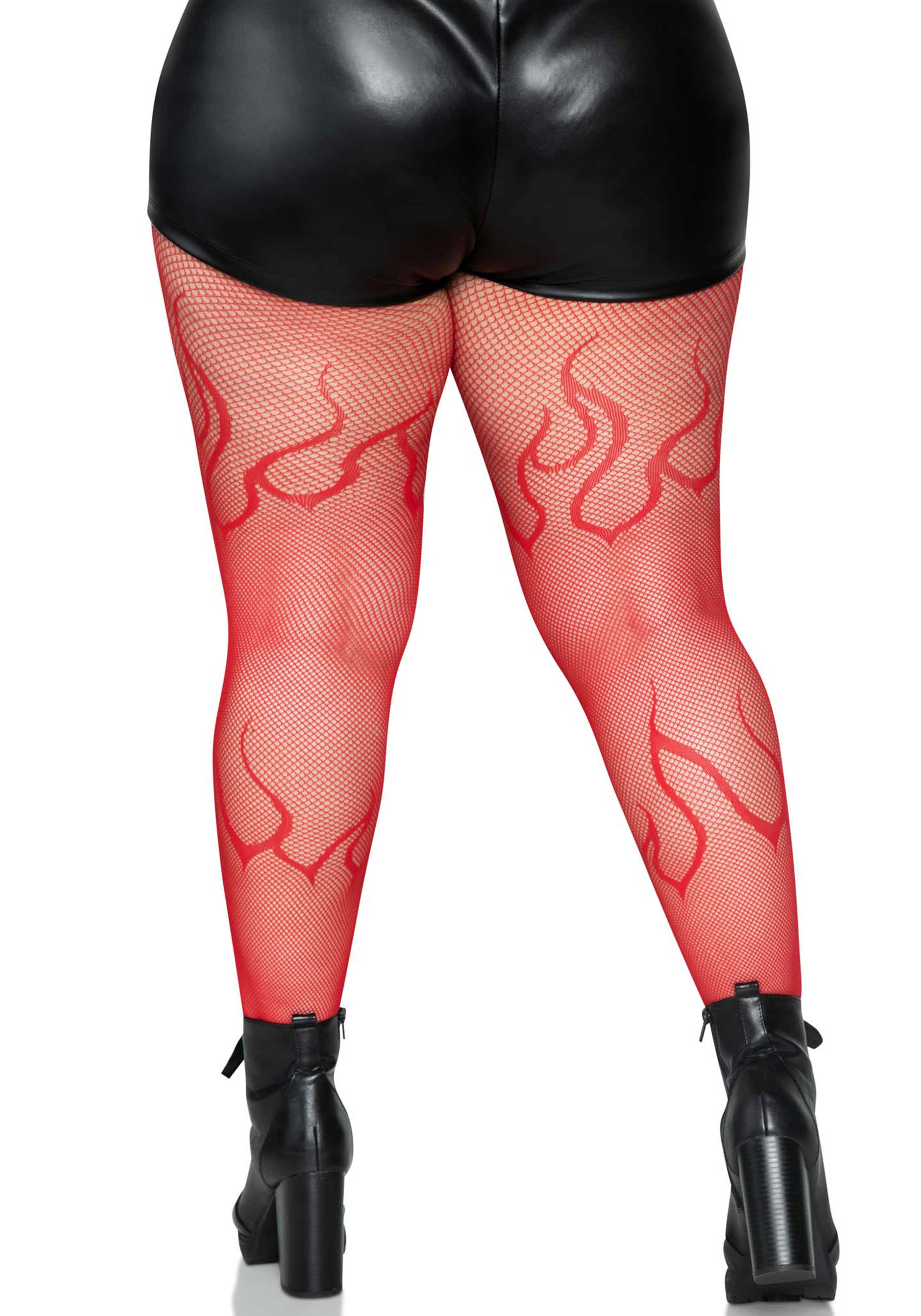 Flame Plus Fishnet Tights