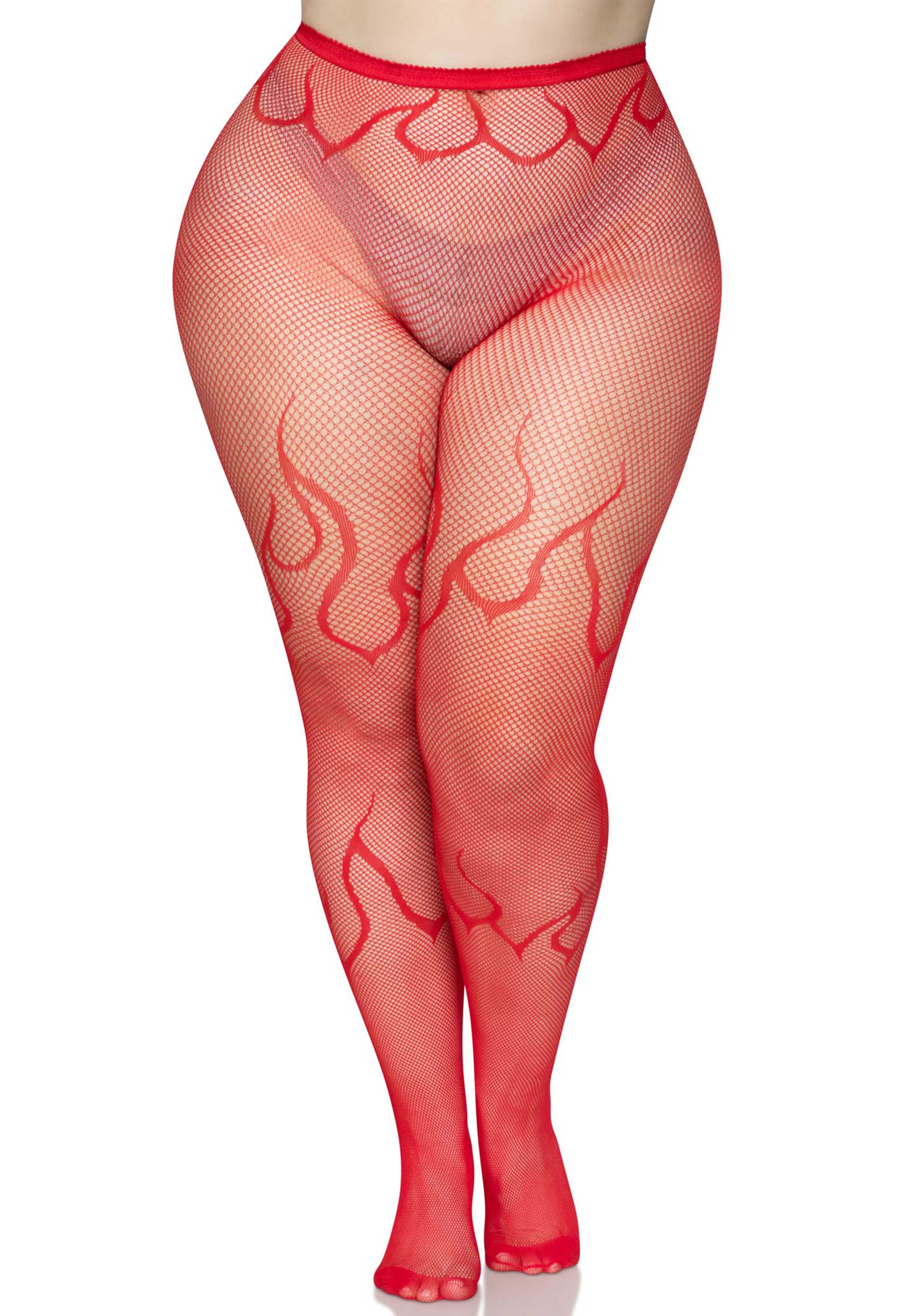 Flame Plus Fishnet Tights