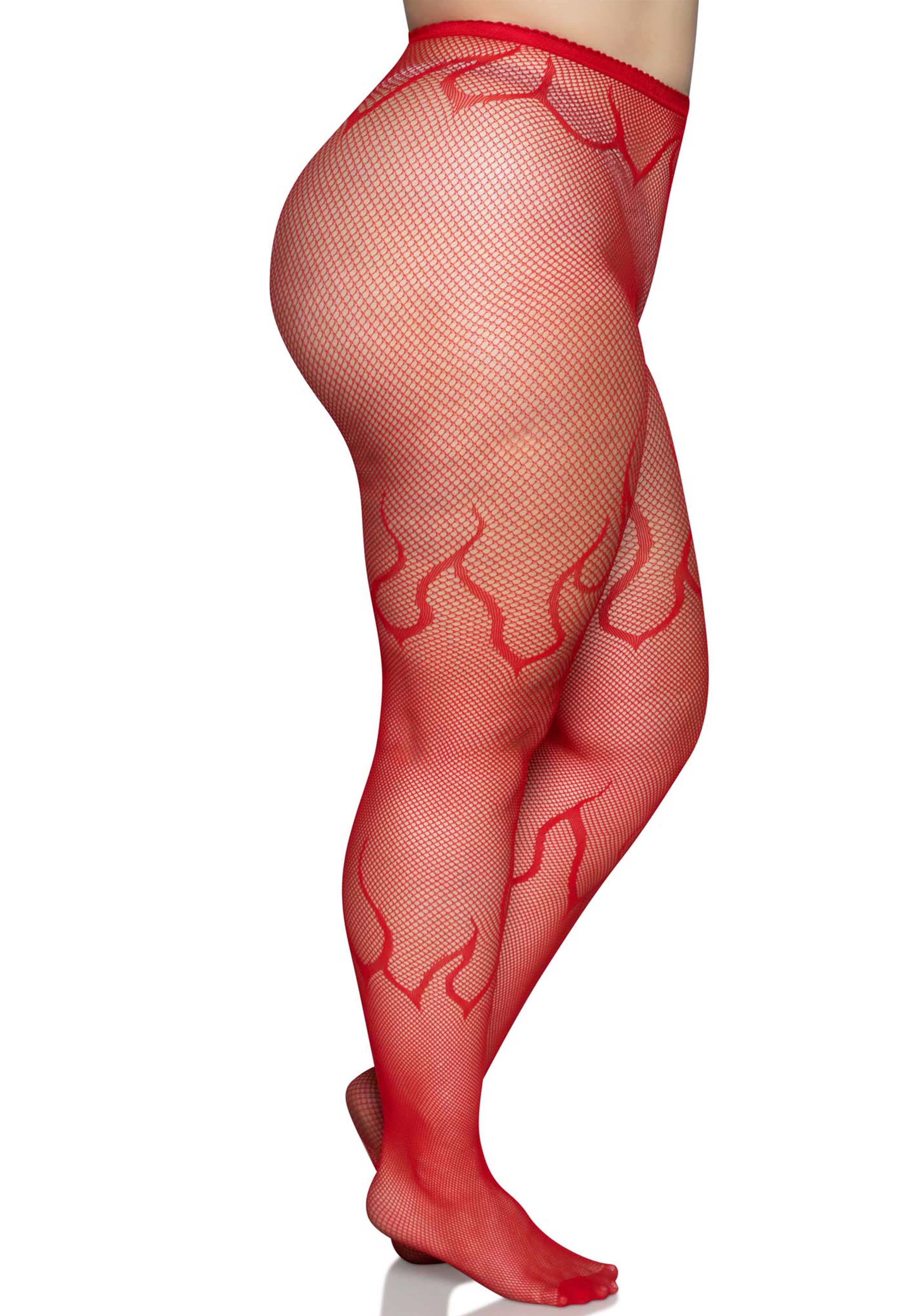 Flame Plus Fishnet Tights