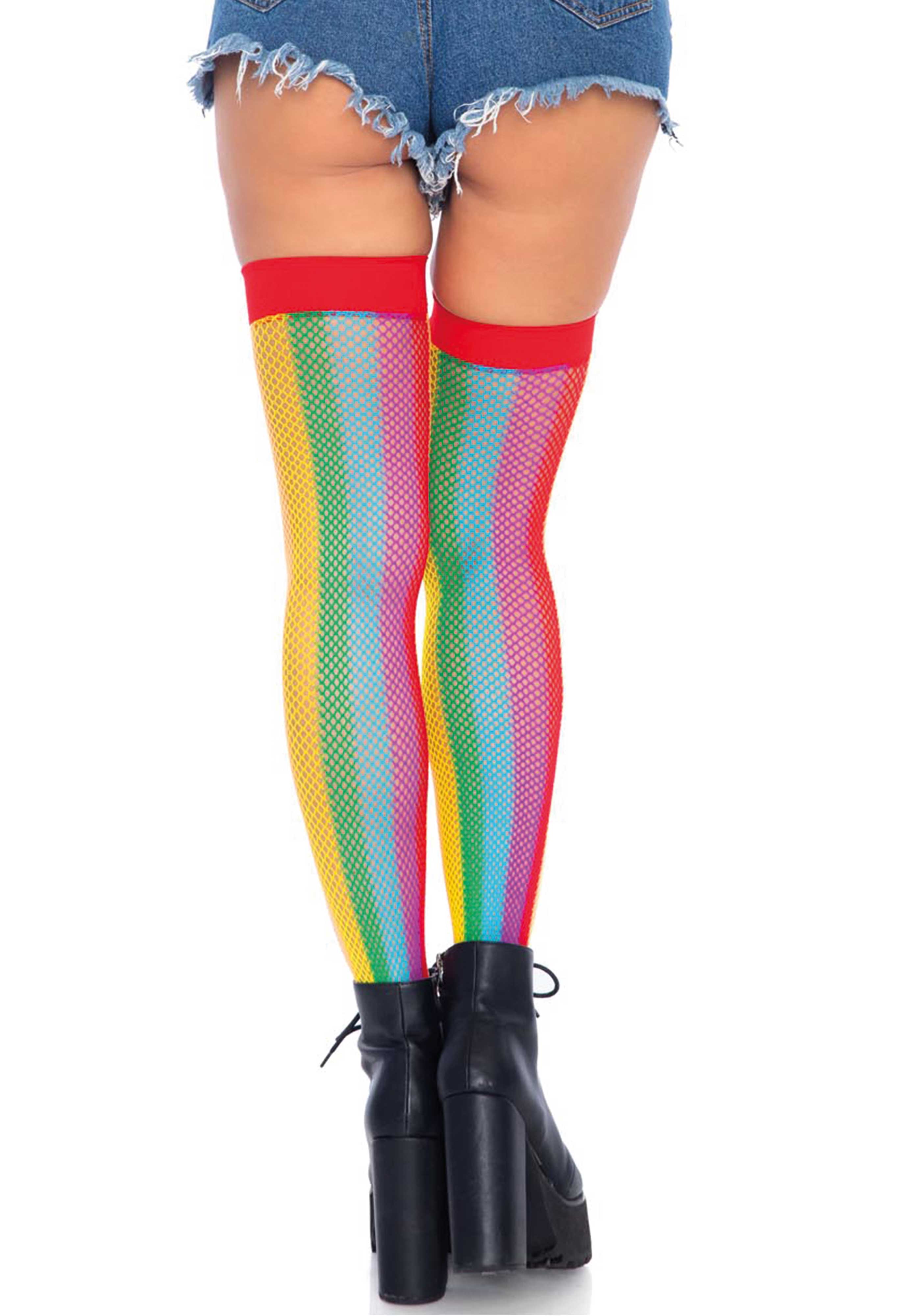 Leg Avenue 9290 Rainbow fishnet thigh highs