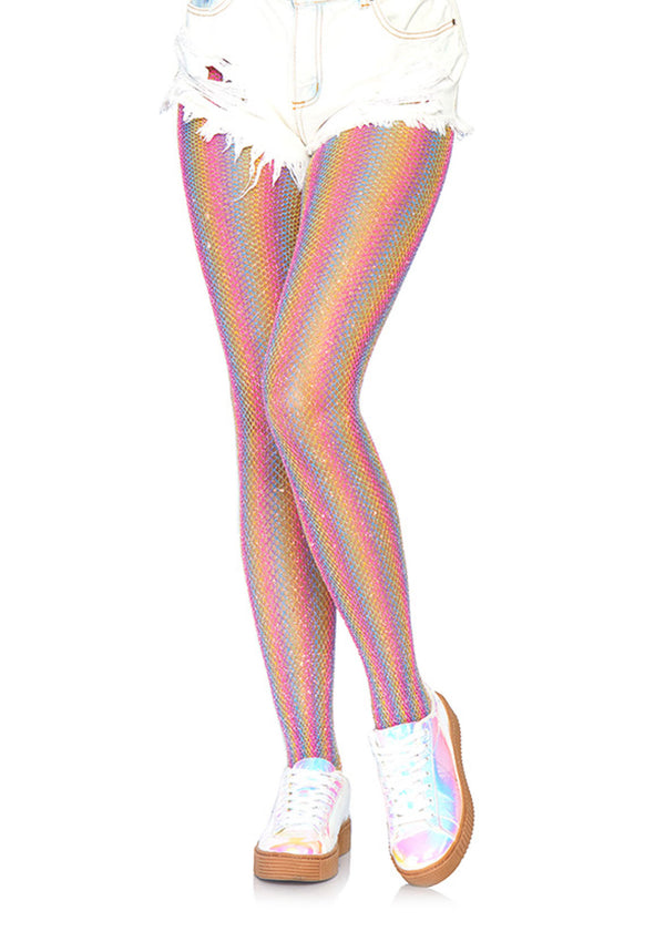 Leg Avenue 9308 Lurex rainbow fishnet tights