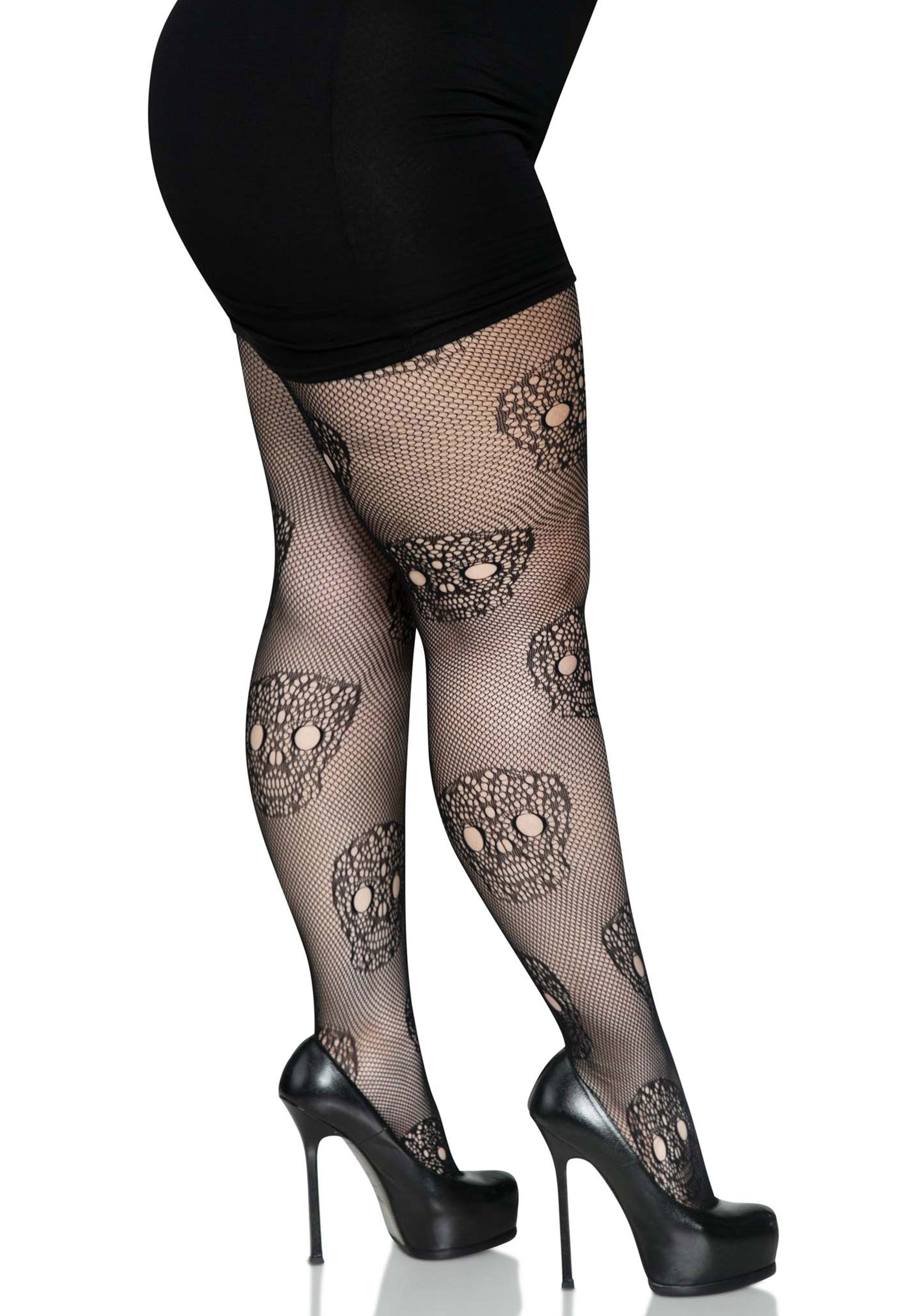 Leg Avenue 9723X Lace skull fishnet tights