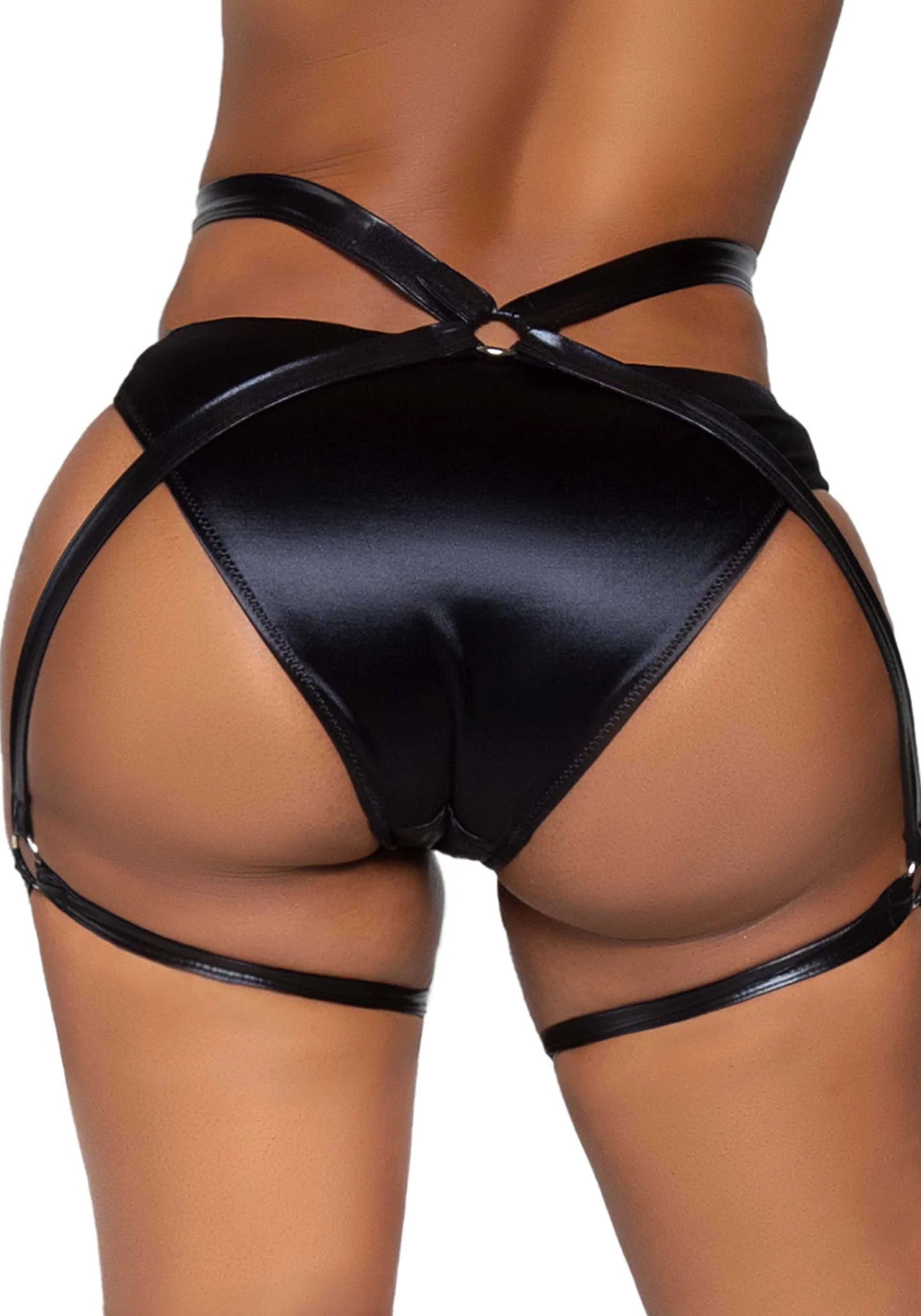 Money Maker Wet Look Garter Butt Harness